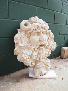 Large Cast Stone Wall Hanging or Fountain Spout of Bacchus, God of Wine