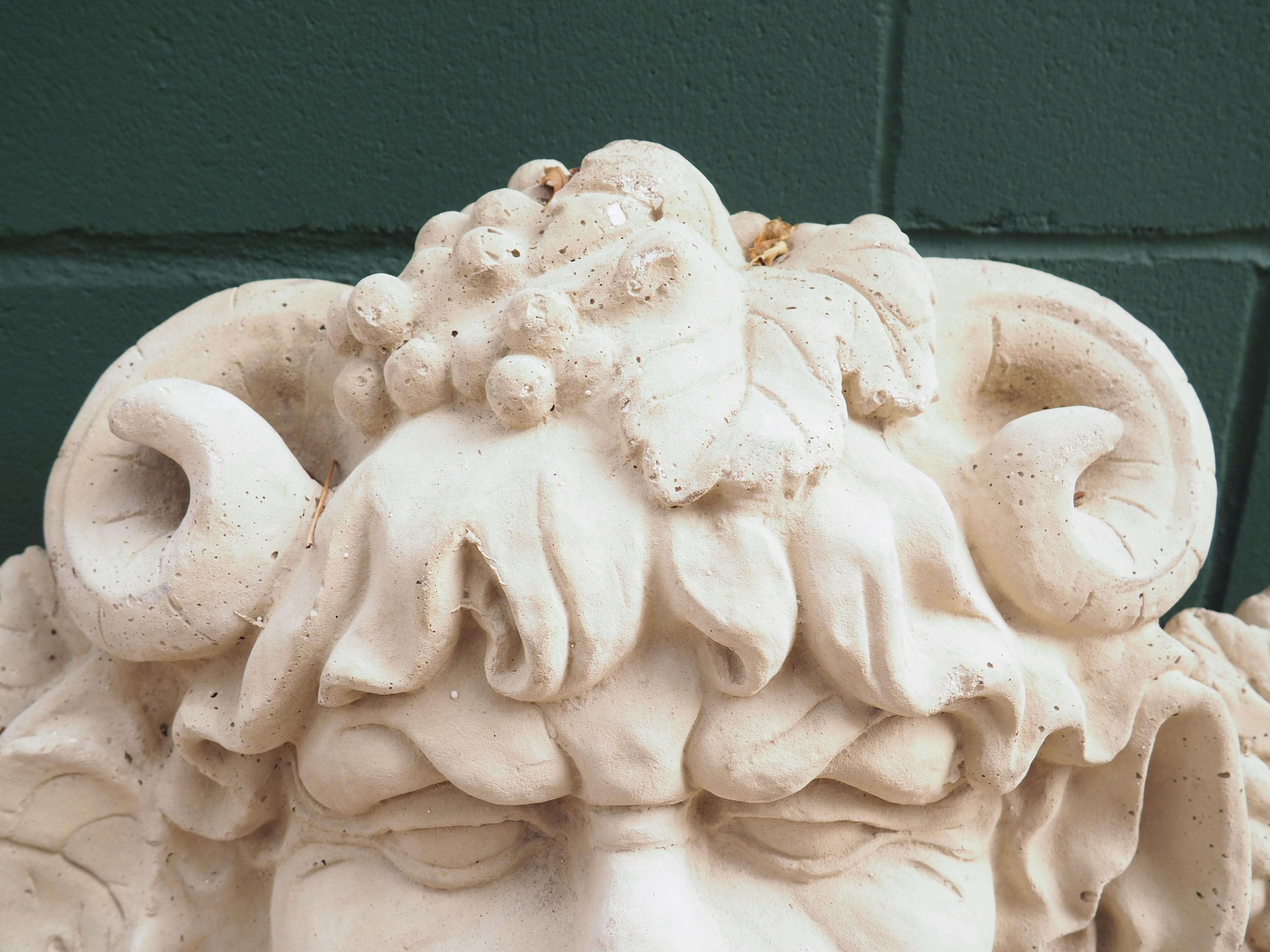 Large Cast Stone Wall Hanging or Fountain Spout of Bacchus, God of Wine In Good Condition In Dallas, TX