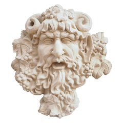 Large Cast Stone Wall Hanging or Fountain Spout of Bacchus, God of Wine