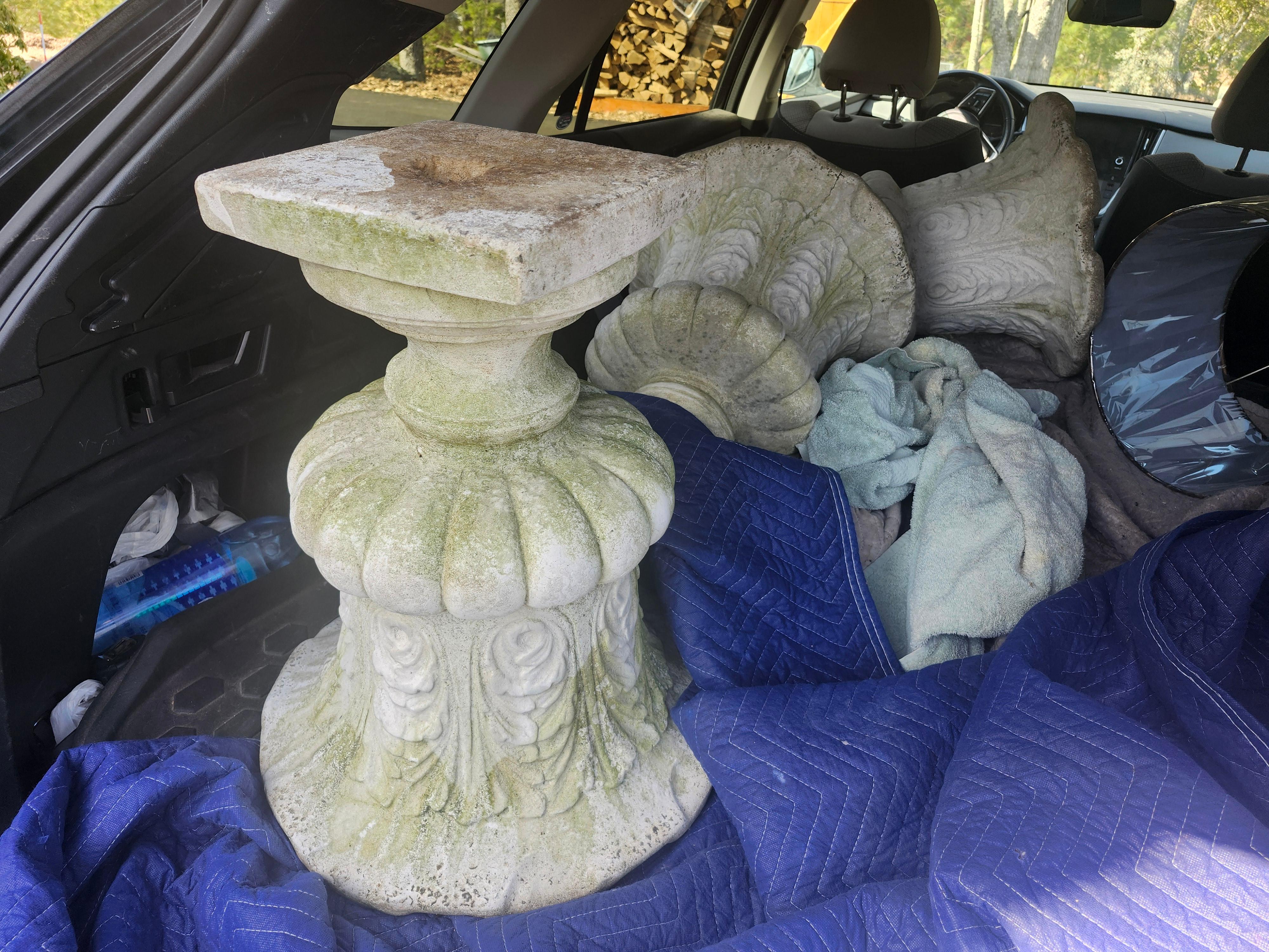 Large Cast Stone with Leaf Patterns Flared Tops 3 available ps For Sale 6