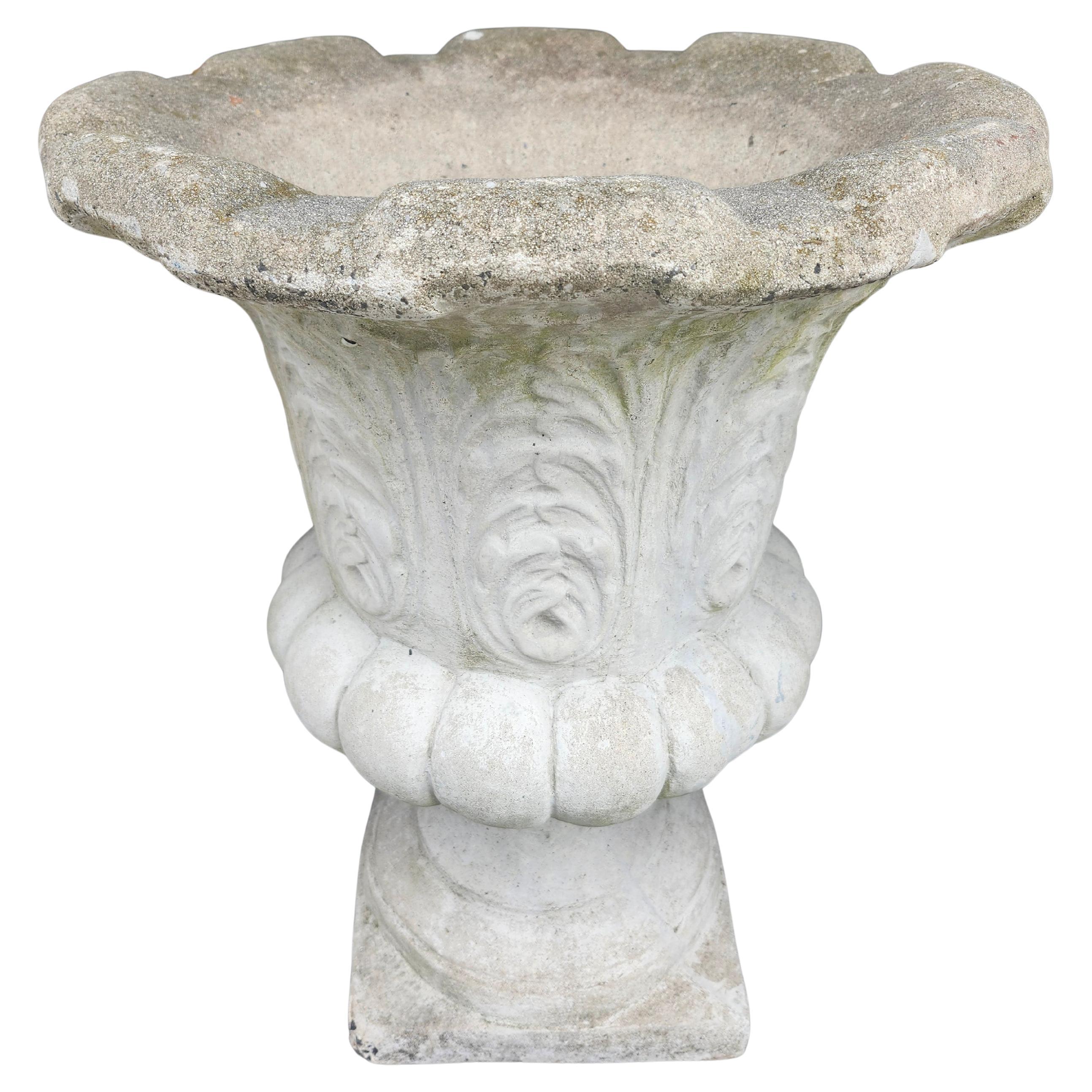 American Large Cast Stone with Leaf Patterns Flared Tops 3 available ps For Sale