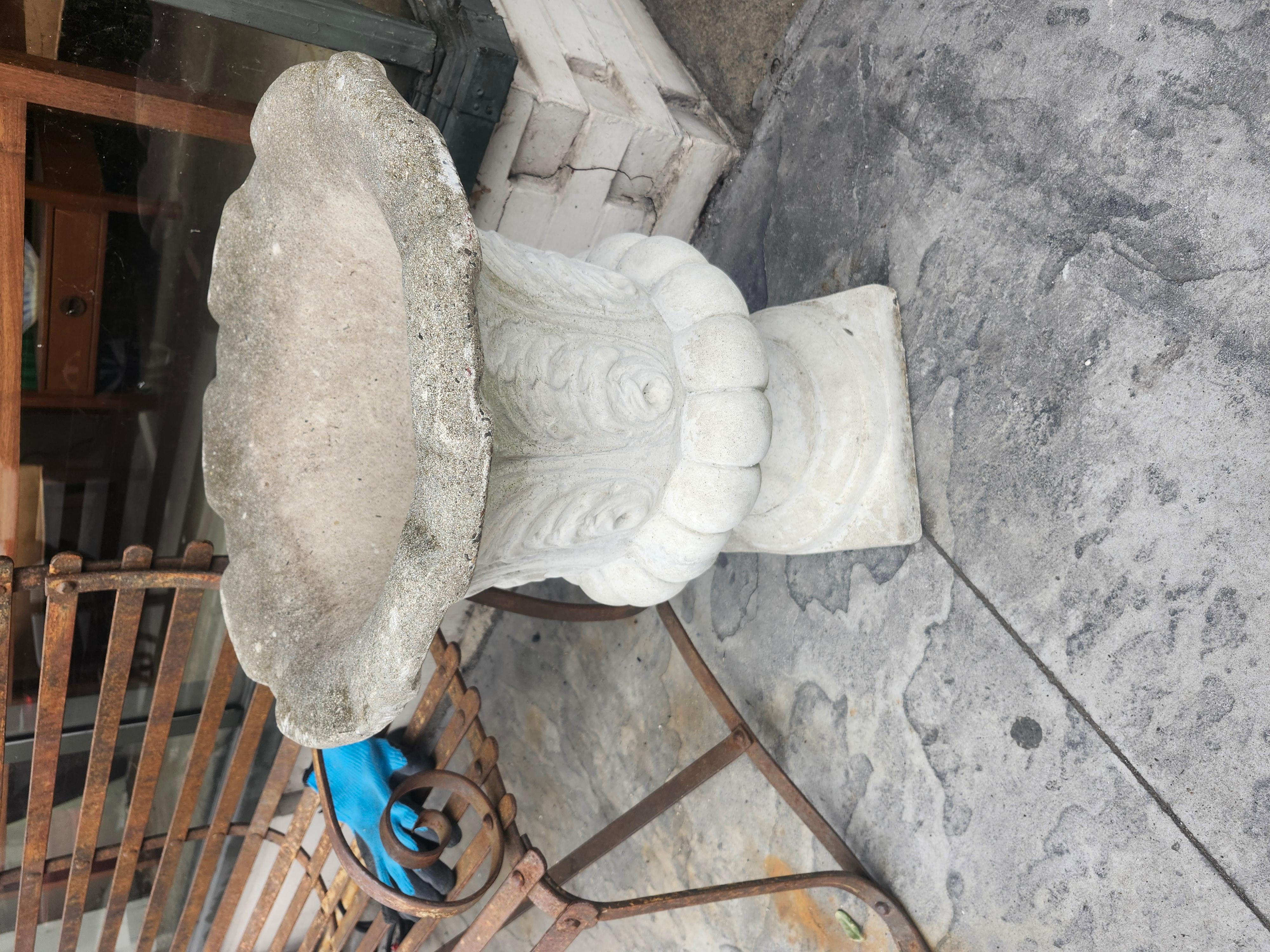 Large Cast Stone with Leaf Patterns Flared Tops 3 available ps For Sale 1