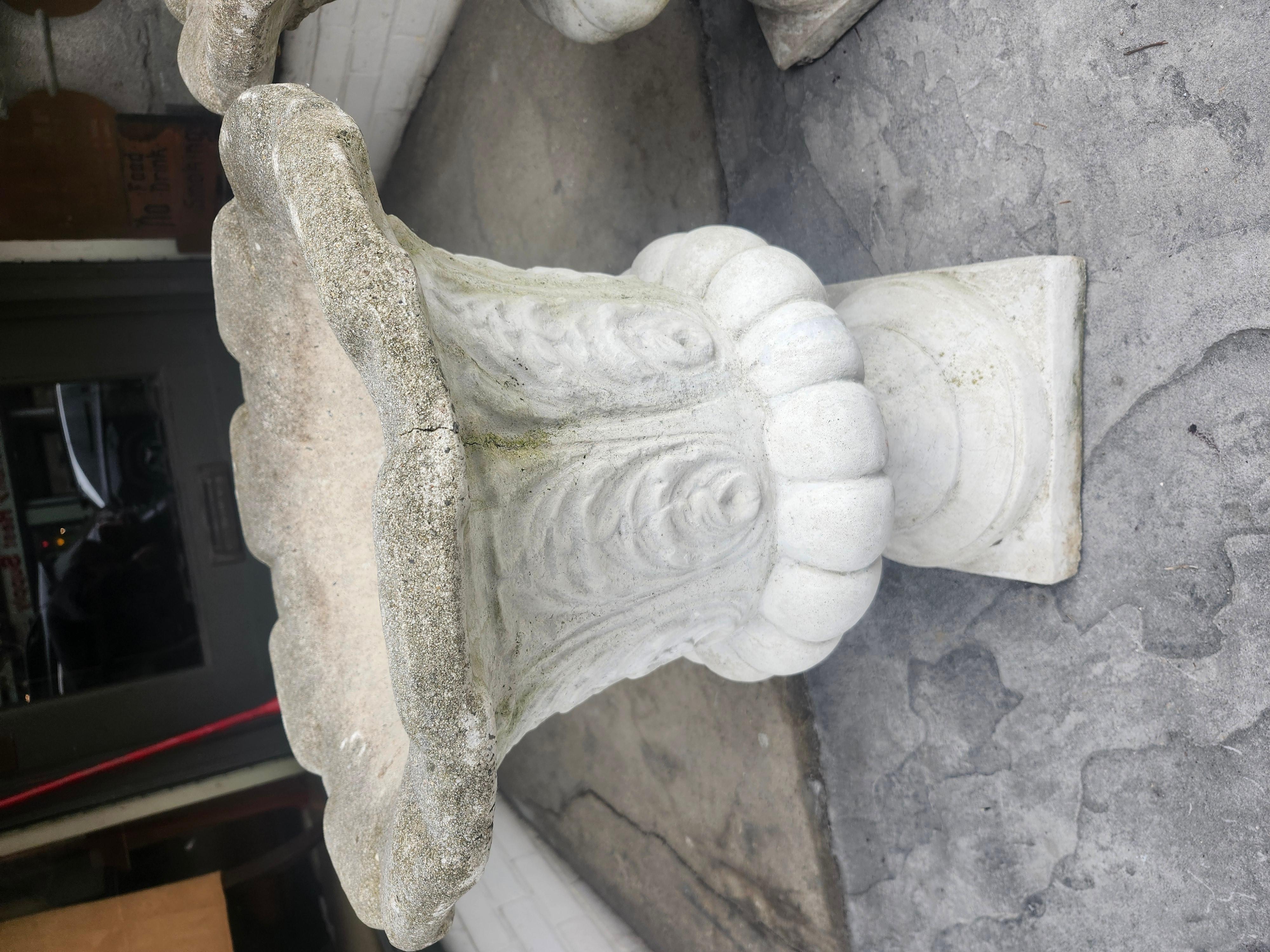 Large Cast Stone with Leaf Patterns Flared Tops 3 available ps For Sale 3