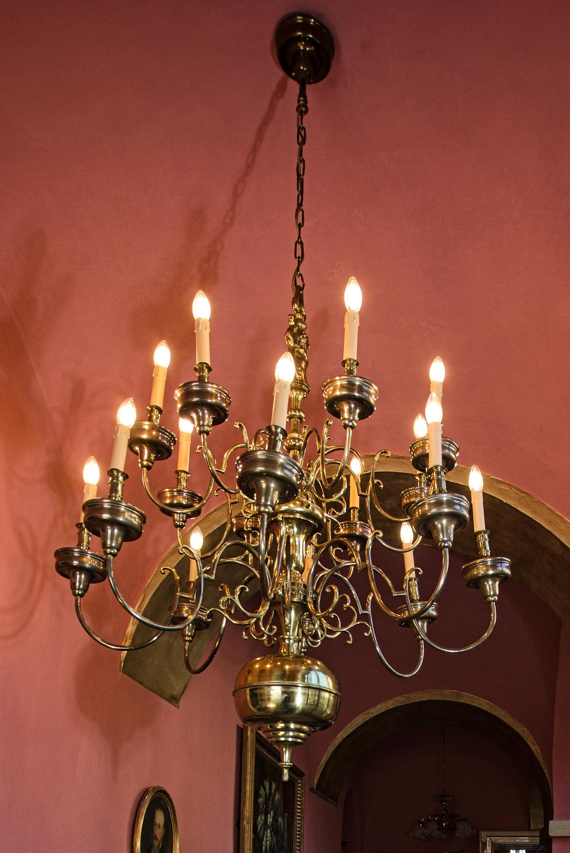 Large castle chandelier with a mermaid, 16 arms In Good Condition For Sale In STRAČOV, CZ