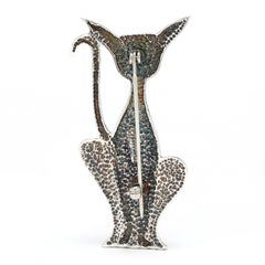 Large Cat Brooch, Sterling Silver, Persion Cat Brooch