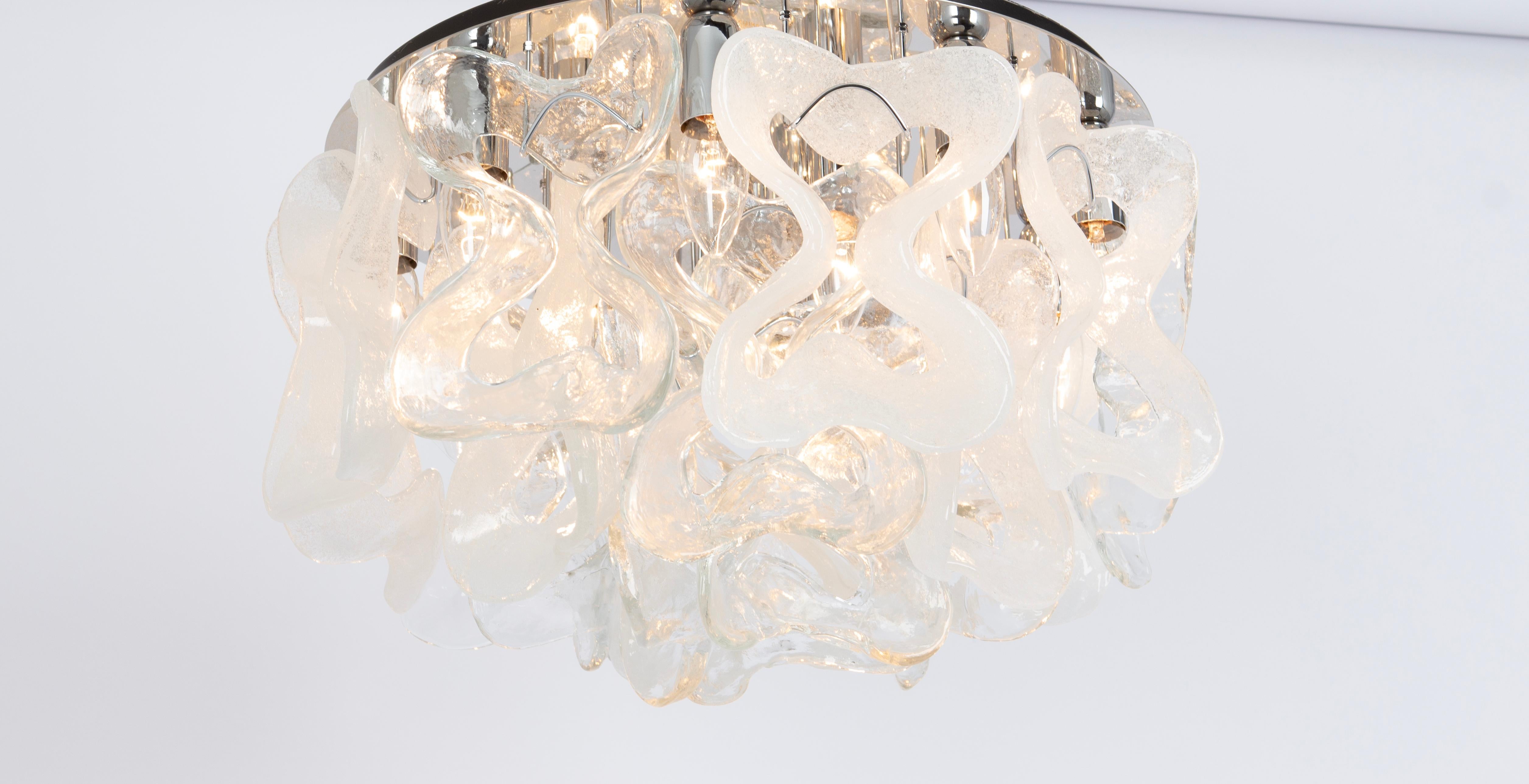 Grande plafoniera Catena in vetro di Murano di Kalmar, Austria, 1960 in vendita 3