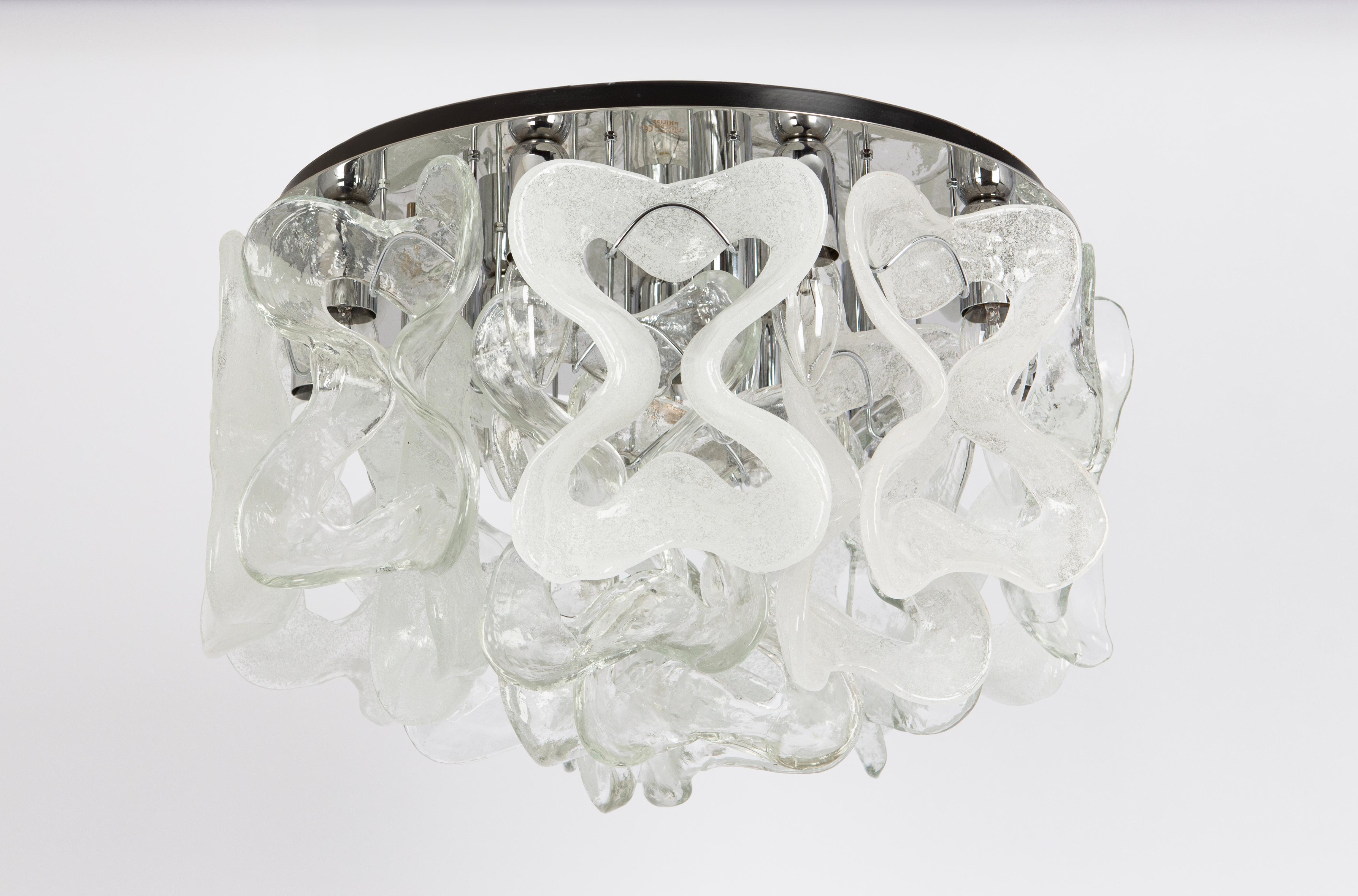 Mid-Century moderno Grande plafoniera Catena in vetro di Murano di Kalmar, Austria, 1960 in vendita