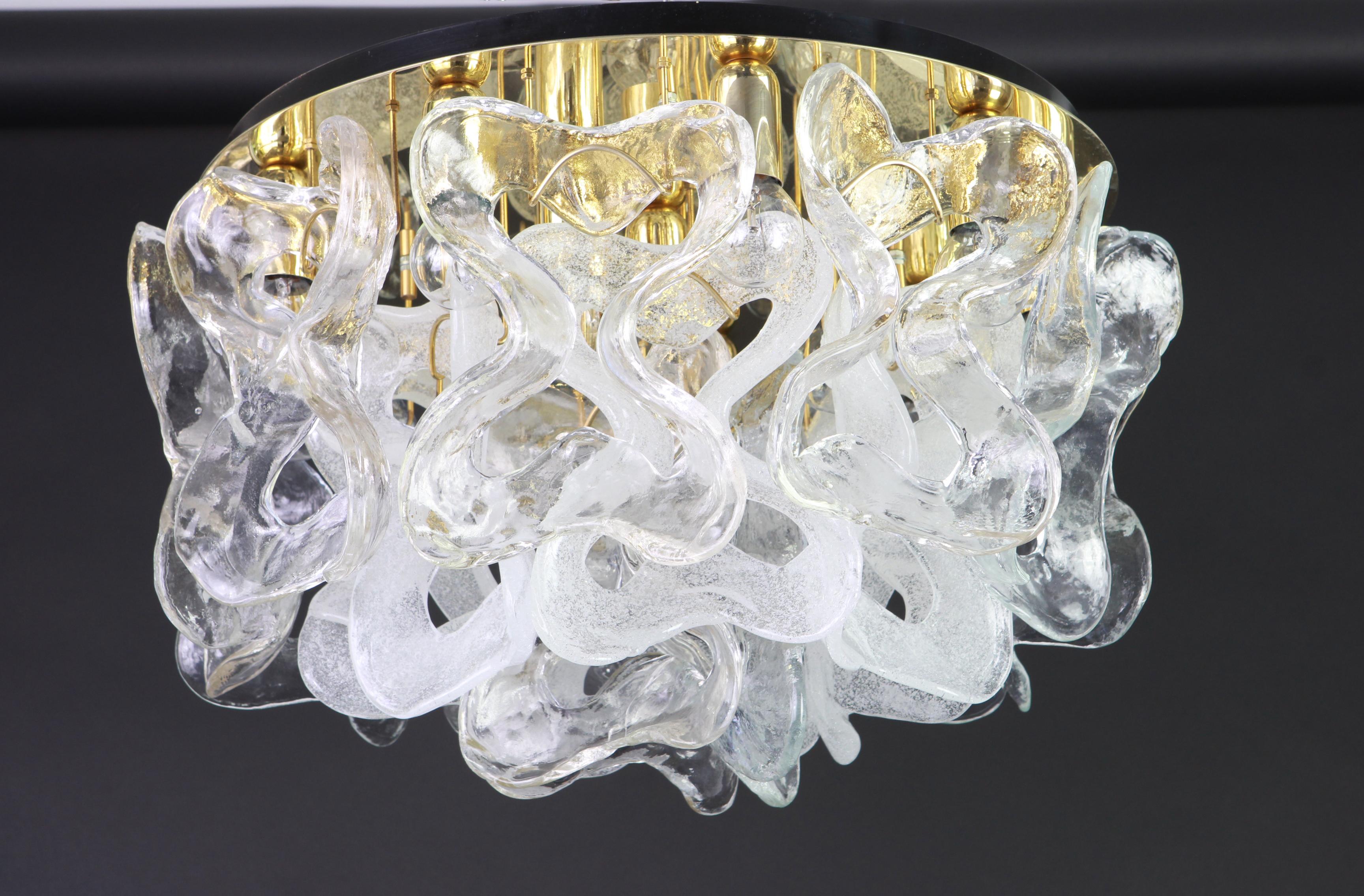 Large Catena Ceiling Fixture with Murano Glasses by Kalmar, Austria, 1960s In Good Condition In Aachen, NRW