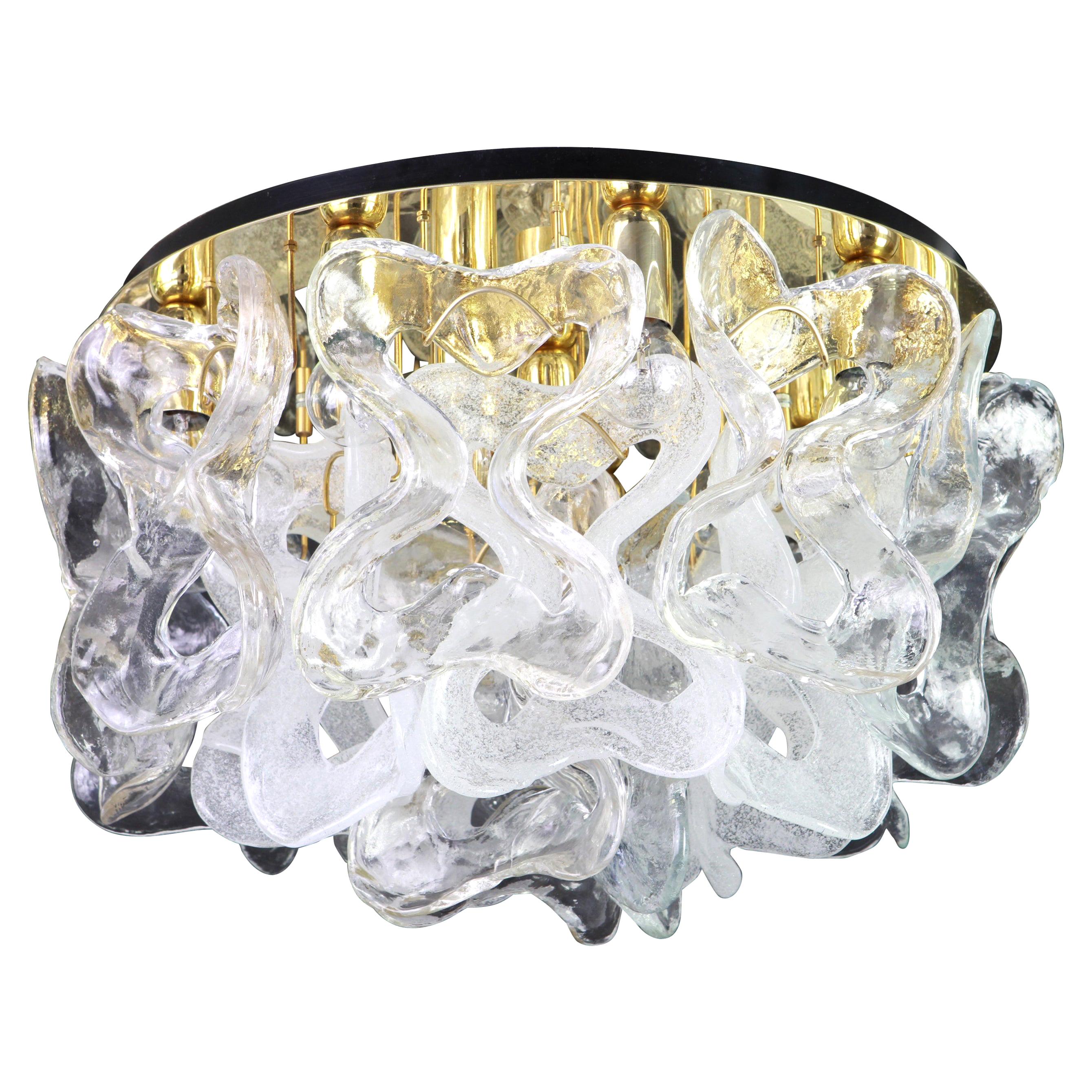 Large Catena Ceiling Fixture with Murano Glasses by Kalmar, Austria, 1960s