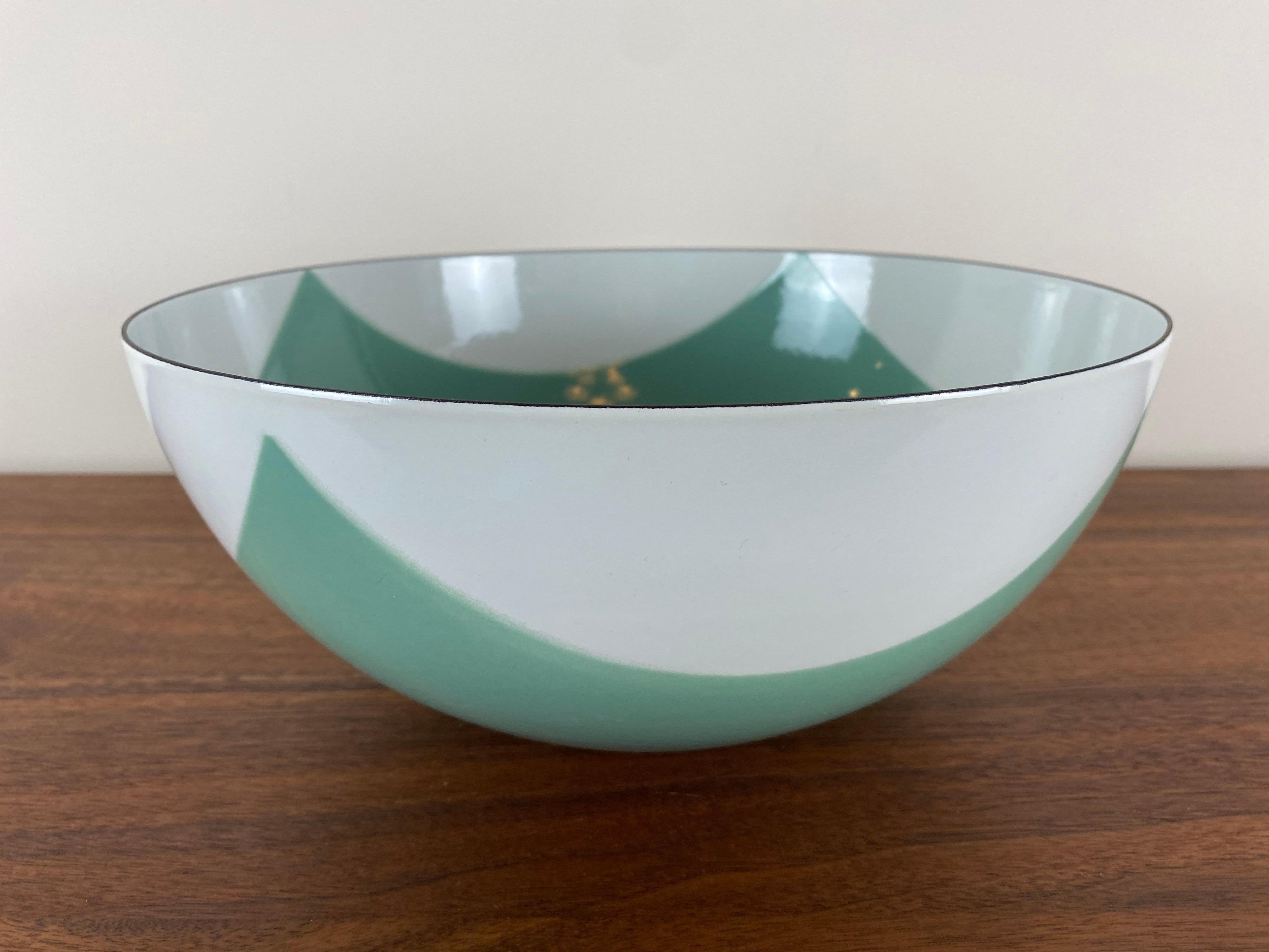 Mid-Century Modern Large Catherineholm Flag Bowl, Seafoam Green Enamel