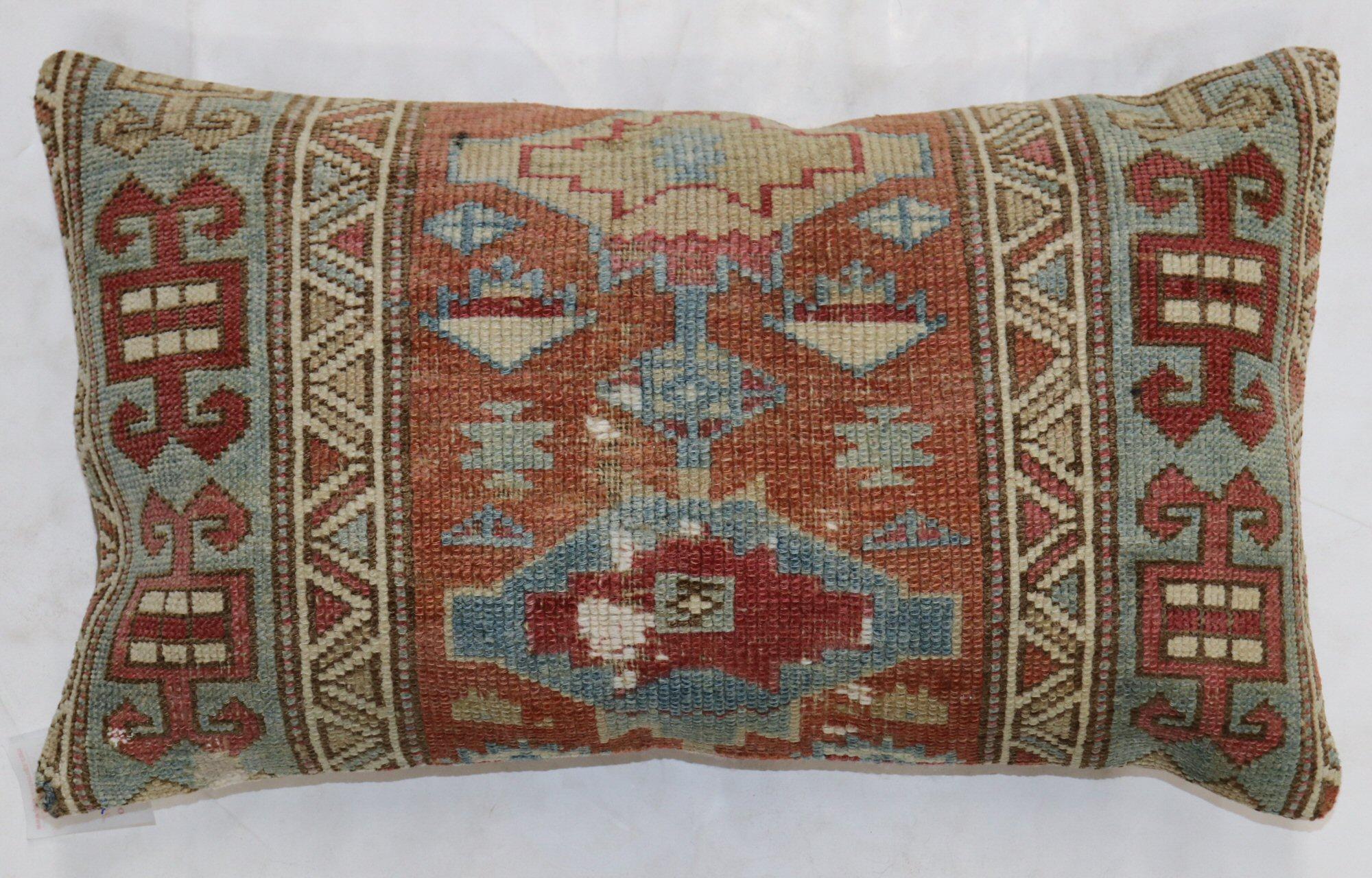 Hand-Knotted Large Caucasian Floor Size Rug Rustic Pillow