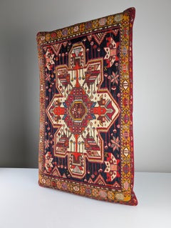 Large Caucasian Soumak Kilim Floor Cushion, Wool, Mid-20th Century