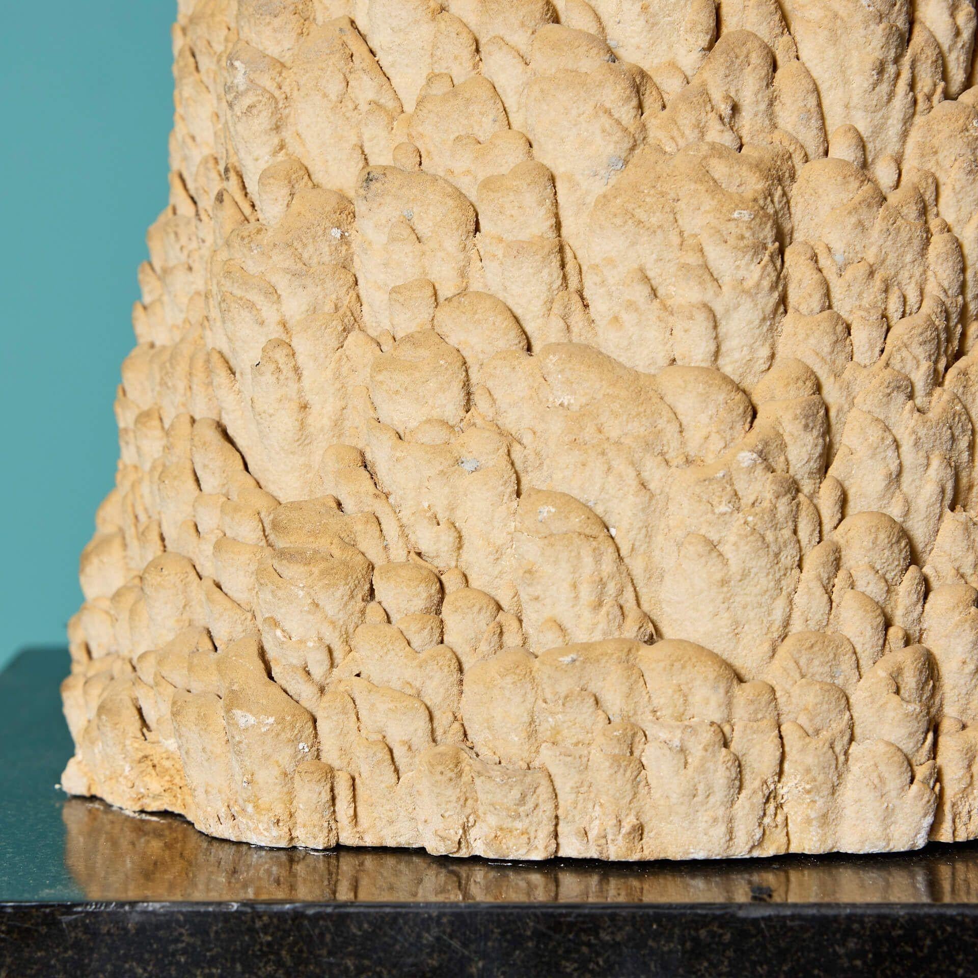 Large Cave Stalagmite Specimen on Plinth Base In Fair Condition For Sale In Wormelow, Herefordshire