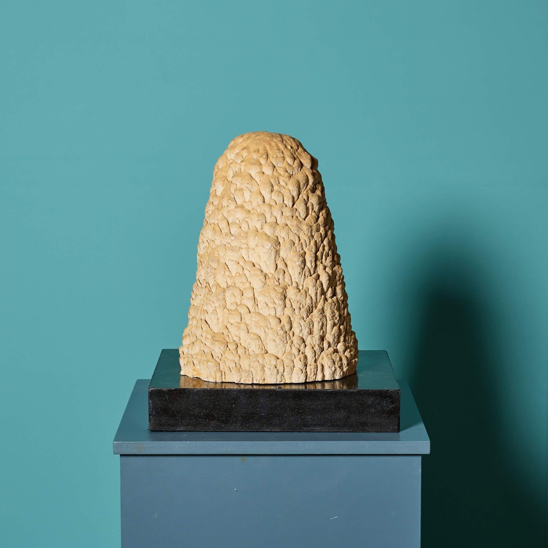 Natural Fiber Large Cave Stalagmite Specimen on Plinth Base For Sale