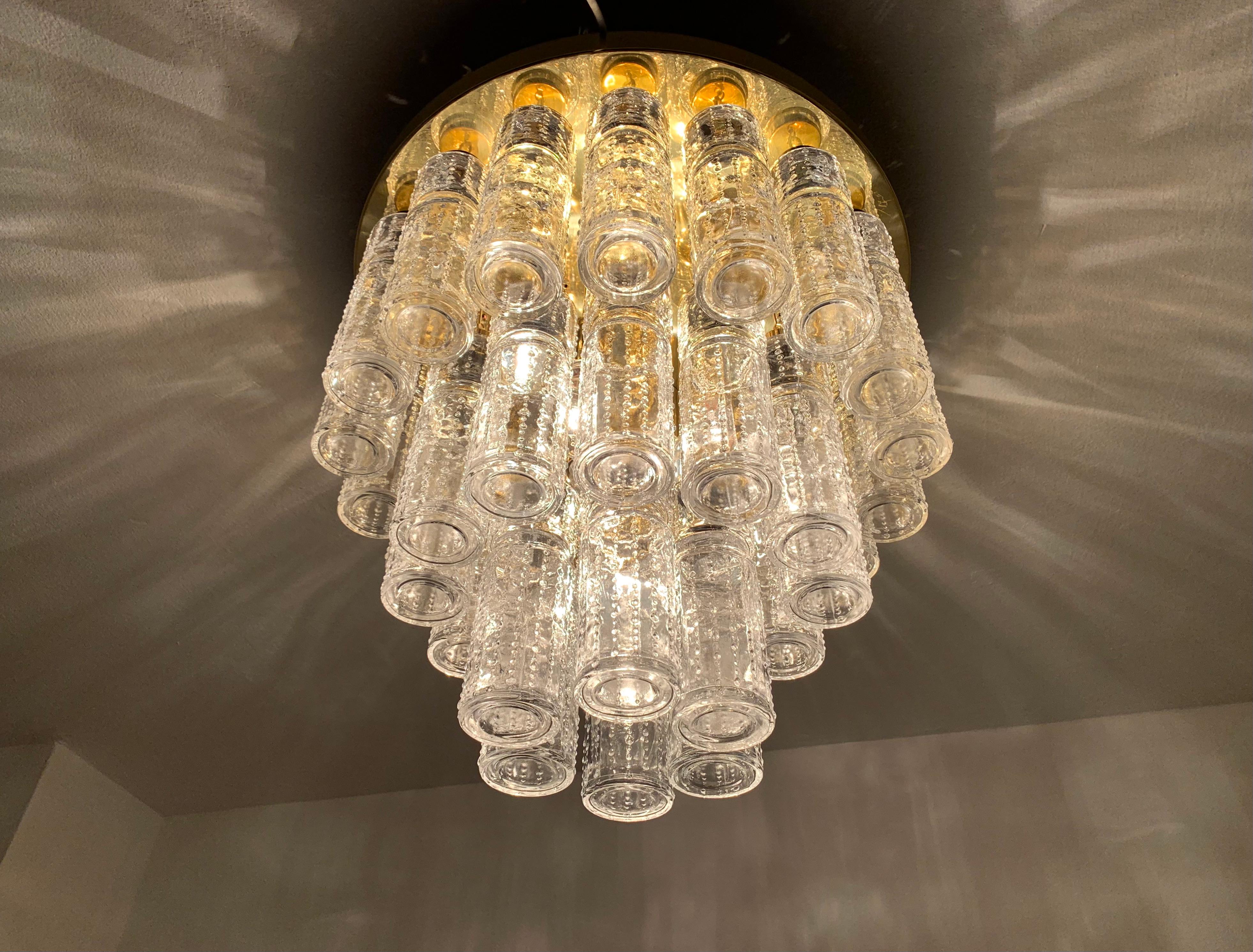 Large Ceiling Chandelier from Glashütte Limburg For Sale 4