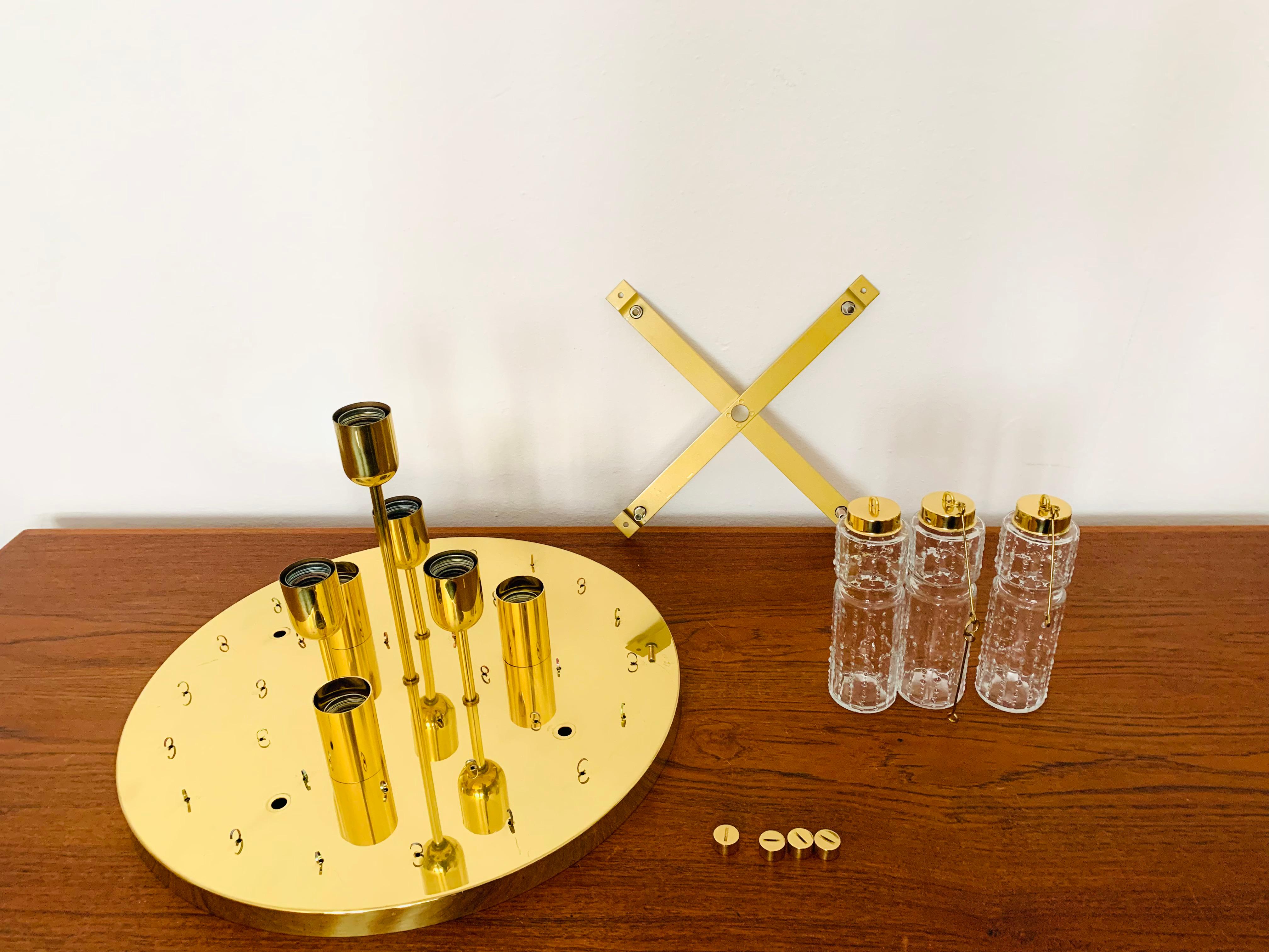 Large Ceiling Chandelier from Glashütte Limburg For Sale 8