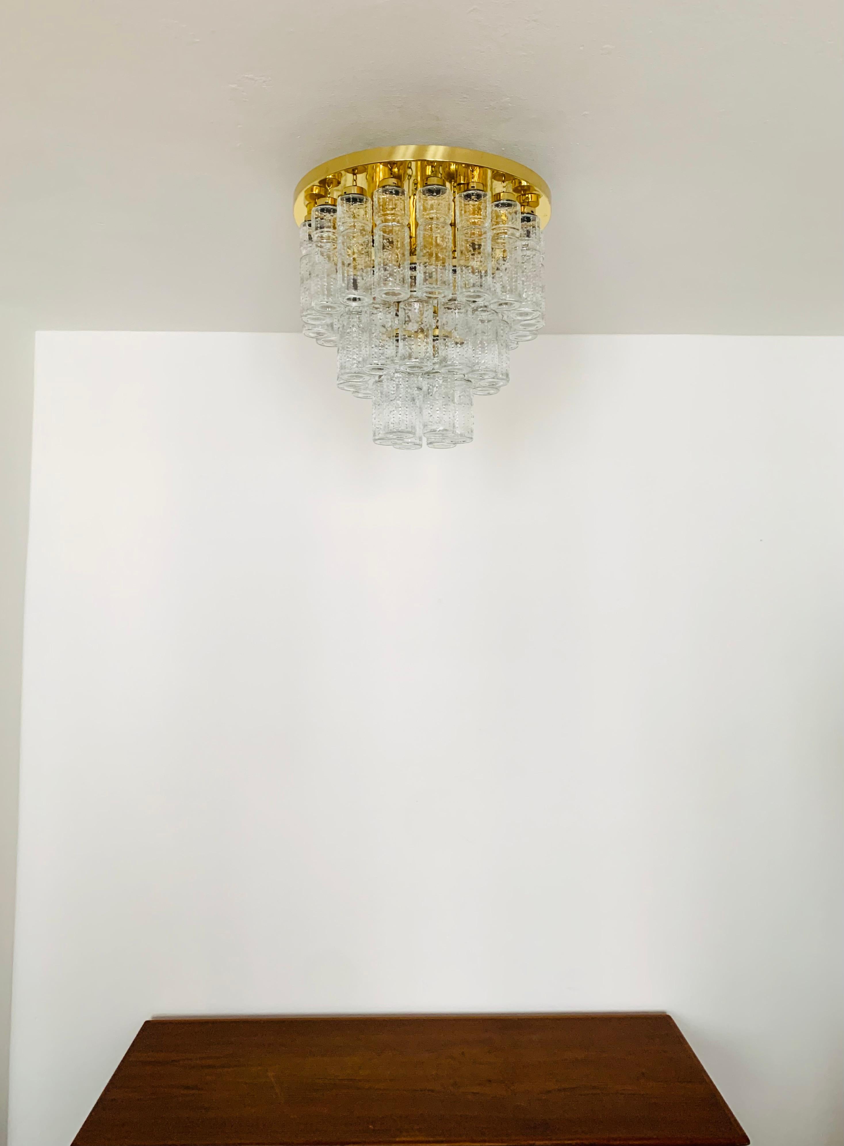 German Large Ceiling Chandelier from Glashütte Limburg For Sale