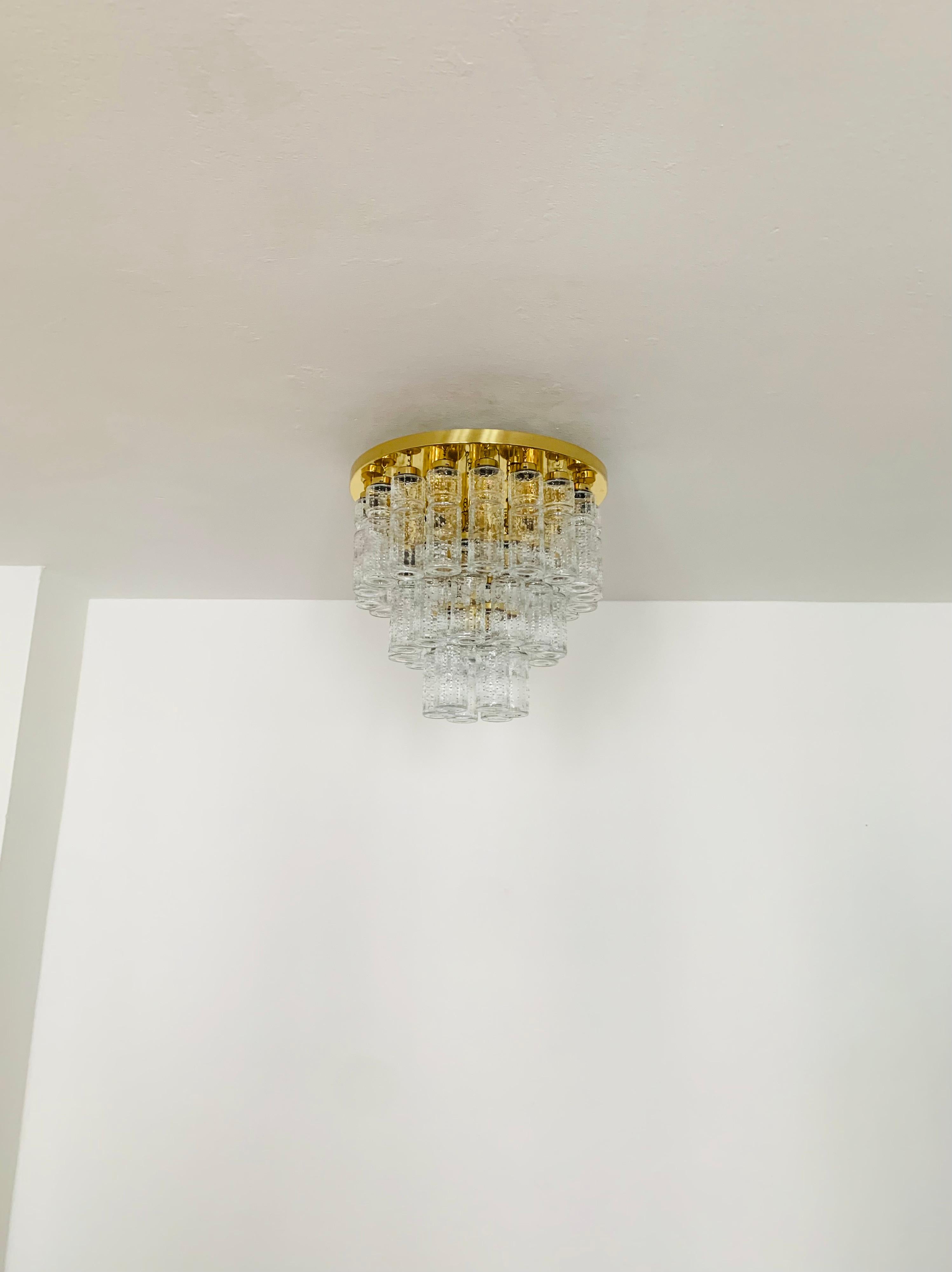 Large Ceiling Chandelier from Glashütte Limburg In Good Condition For Sale In München, DE