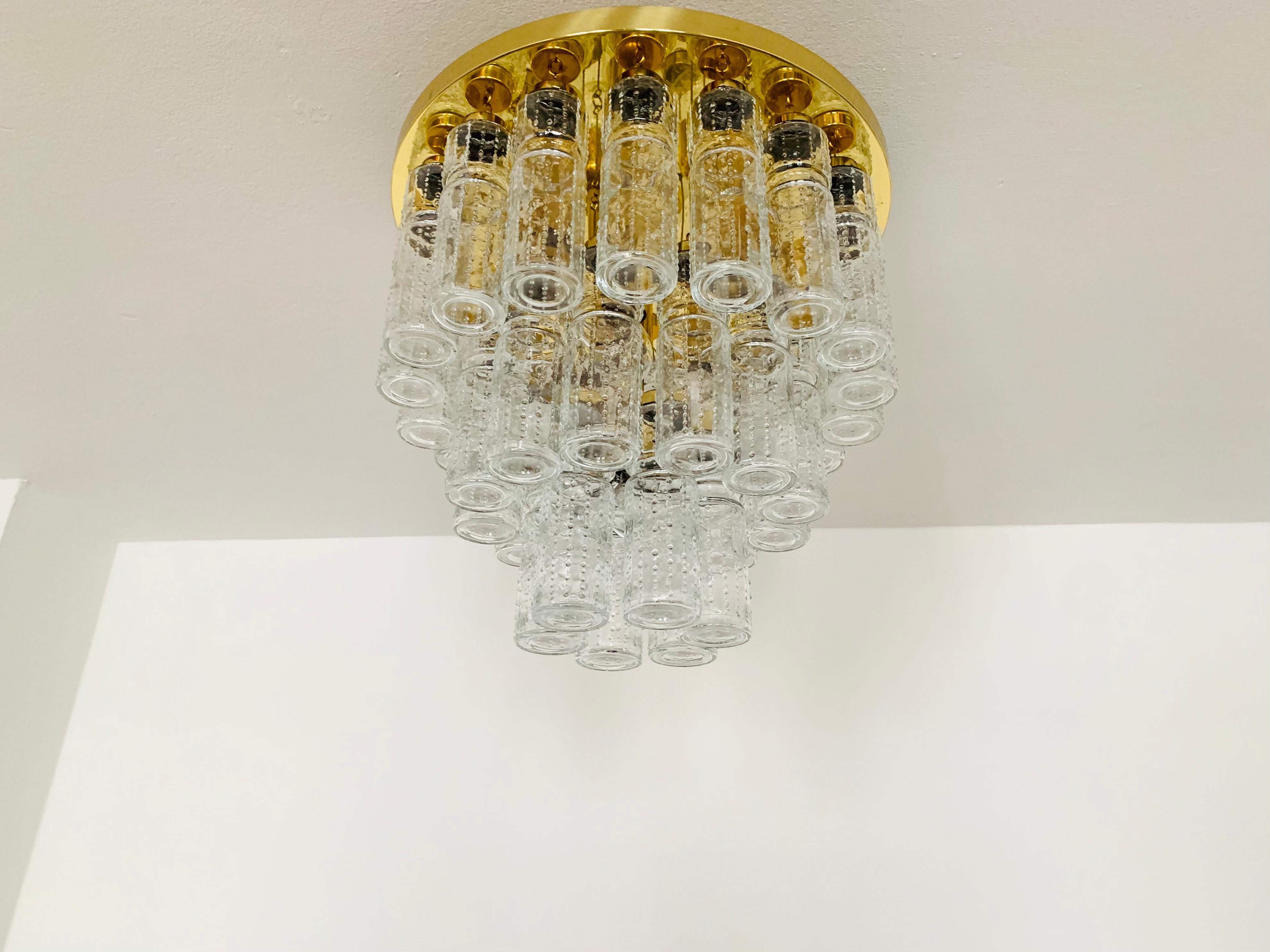Metal Large Ceiling Chandelier from Glashütte Limburg For Sale