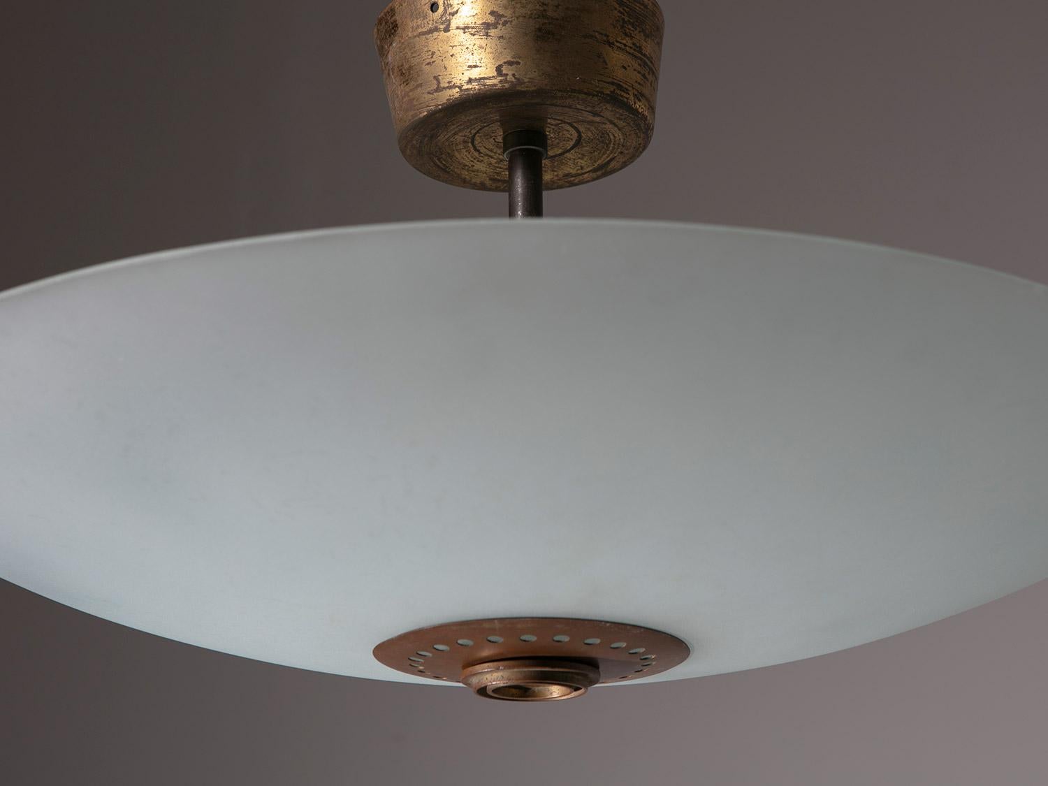 Brass Large Ceiling Lamp Attributed to Pietro Chiesa, Italy, 1940s For Sale