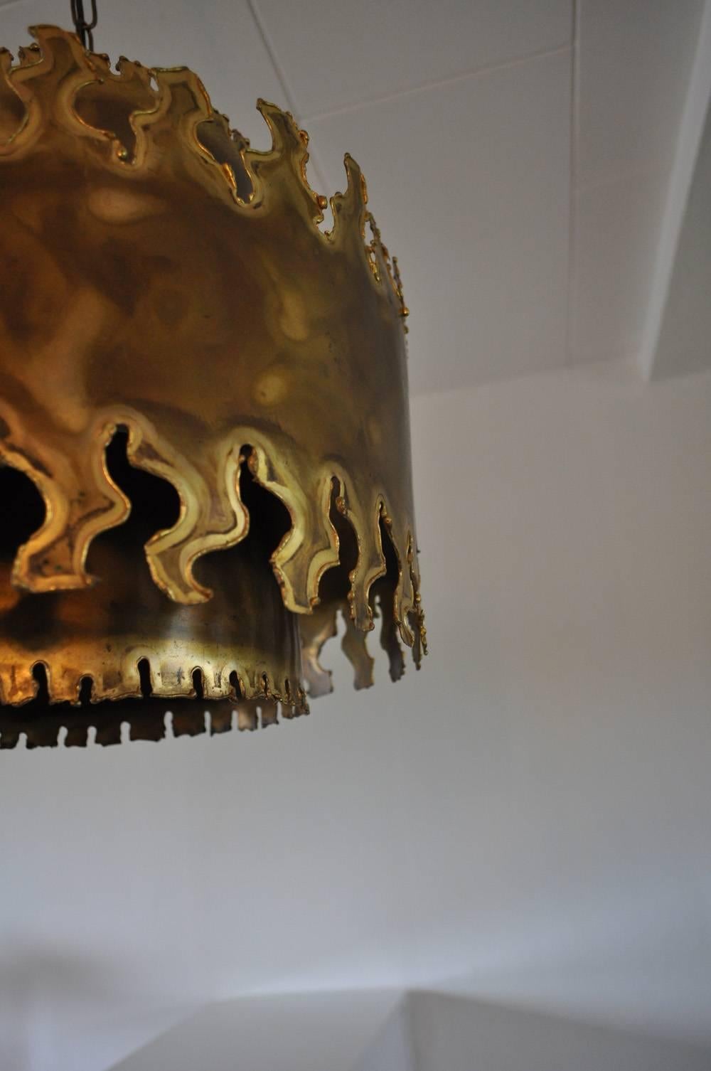 Brass Large Ceiling Lamp Designed by Svend Aage Holm Sørensen in the 1960s in Denmark