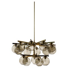Large Ceiling Lamp in Brass and Glass by Holger Johansson, 1950's