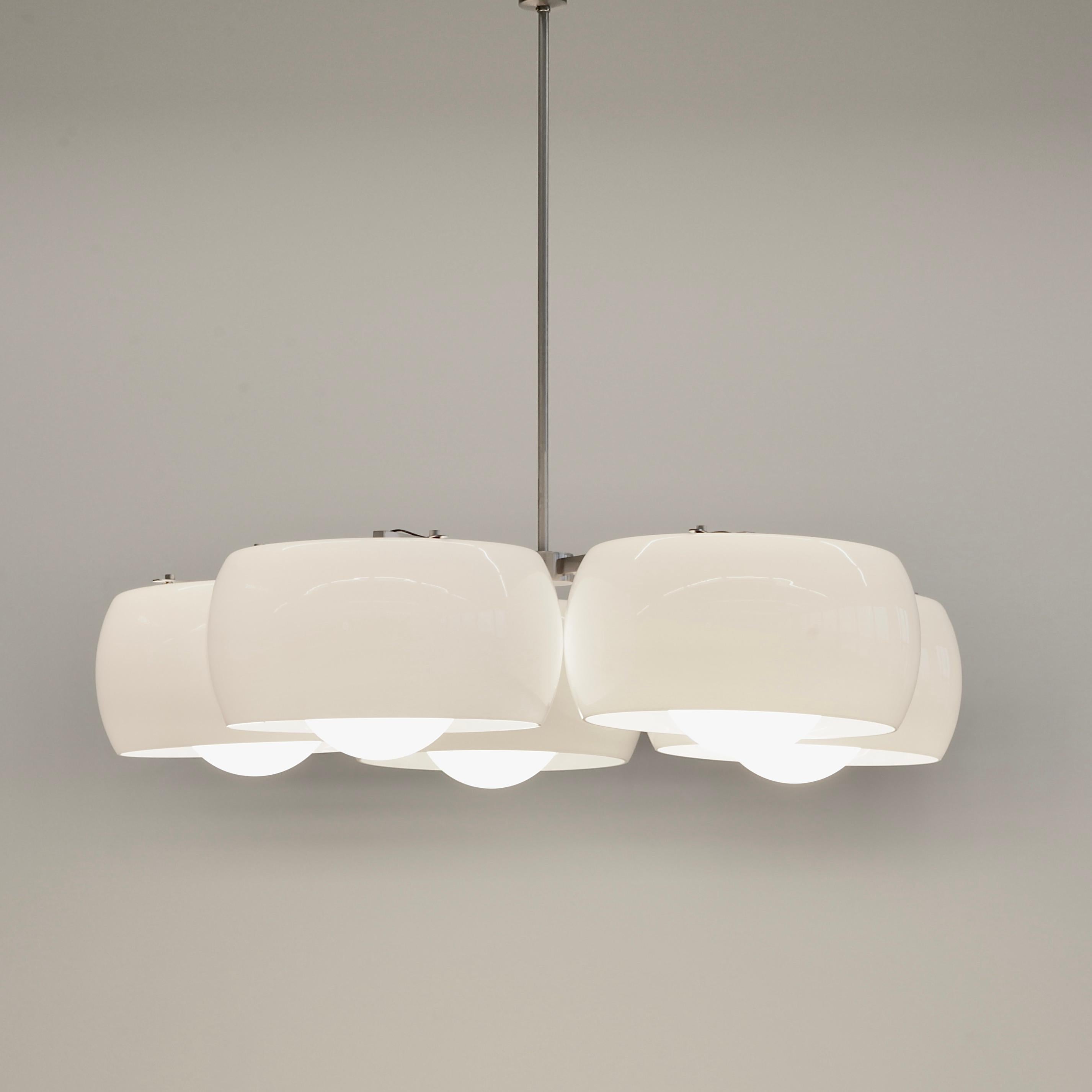 Opaline Glass Large Ceiling Lamp PENTACLINIO, designed by Vico MAGISTRETTI for Artemide, 1961 For Sale