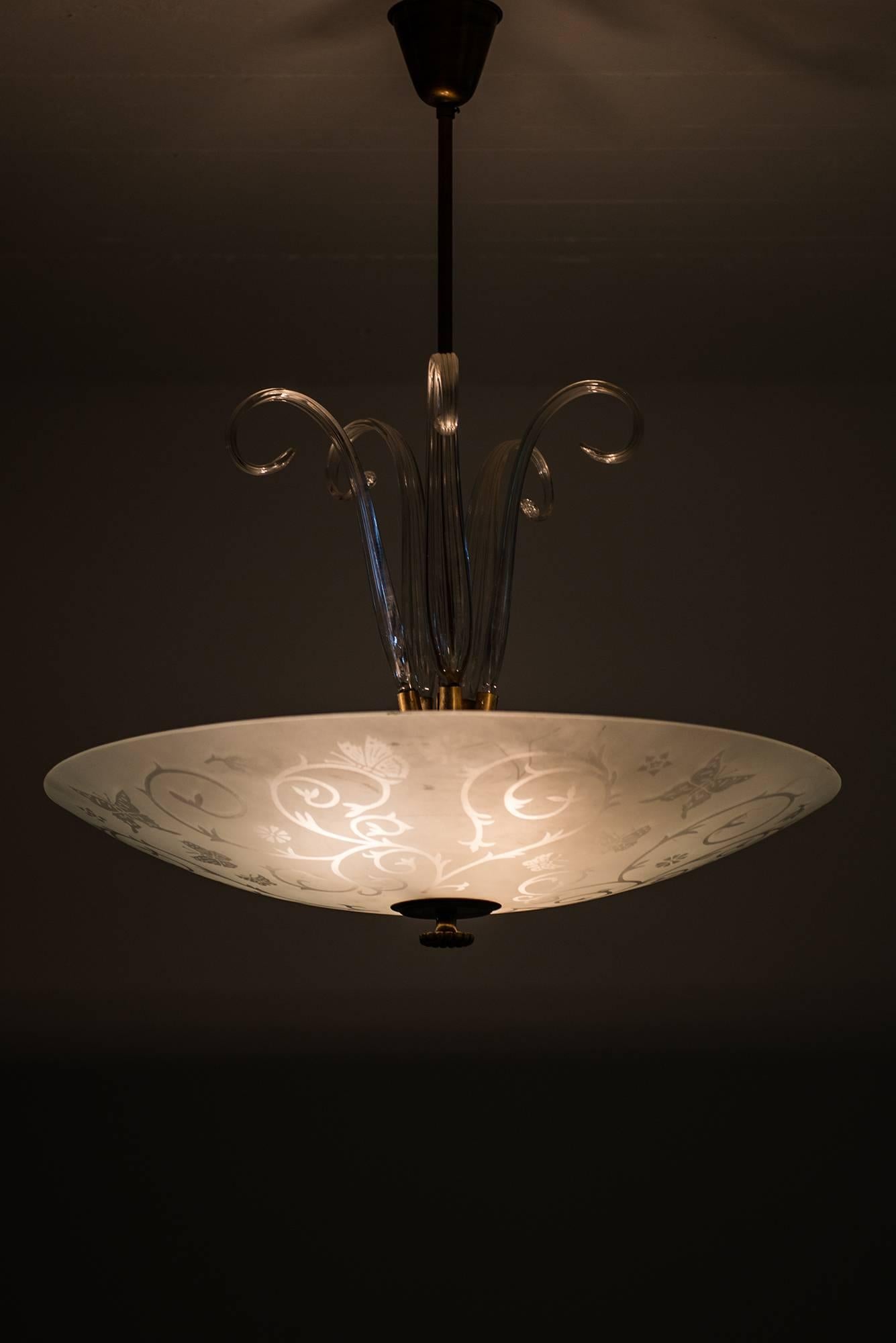 Large Ceiling Lamp Produced by Orrefors in Sweden In Excellent Condition In Limhamn, Skåne län