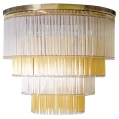 Large Ceiling Lamp with Glass and Pearl Rods, Silk and Amber colors, Italy