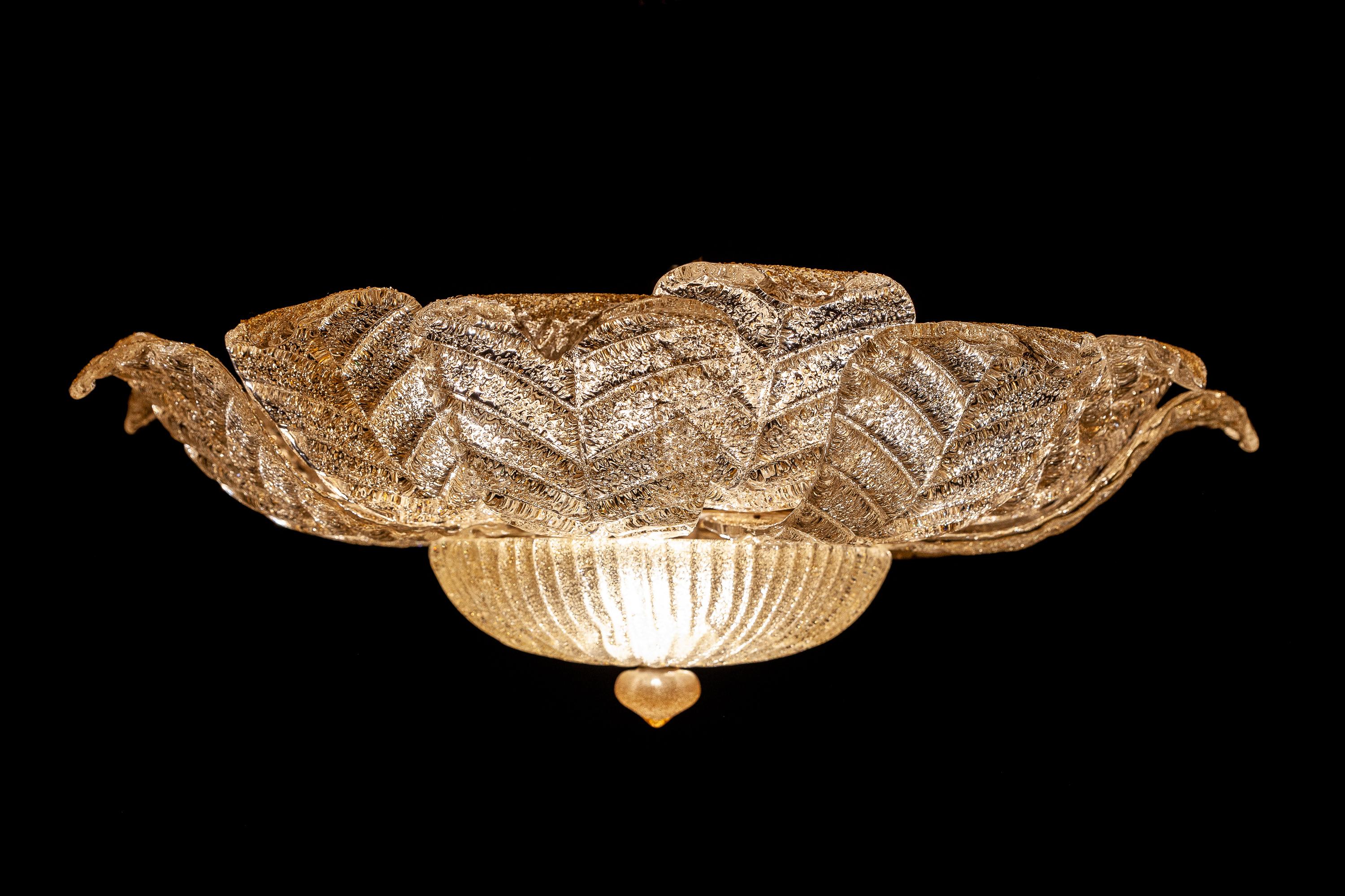 Foglie da soffitto grandi Barovier & Toso Flush Mount  Murano, 1960 in vendita 3