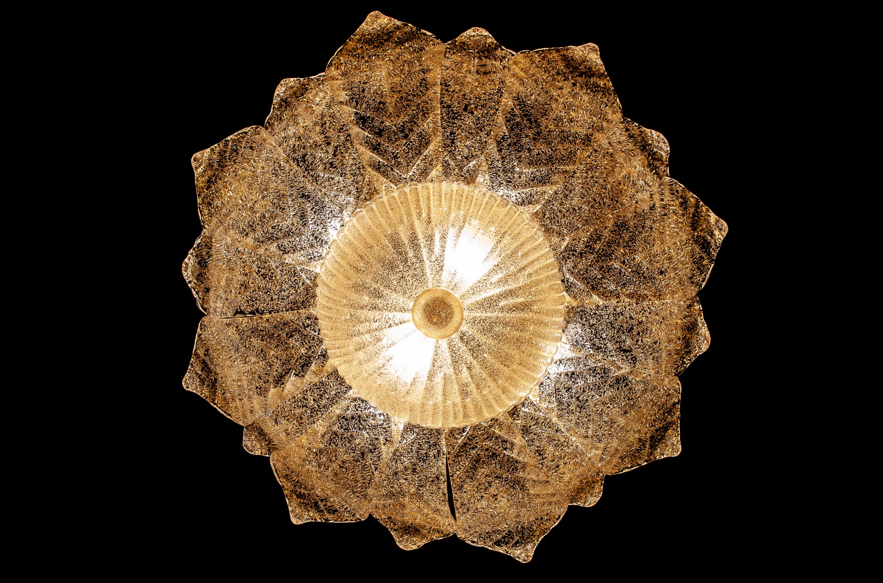 Foglie da soffitto grandi Barovier & Toso Flush Mount  Murano, 1960 in vendita 5
