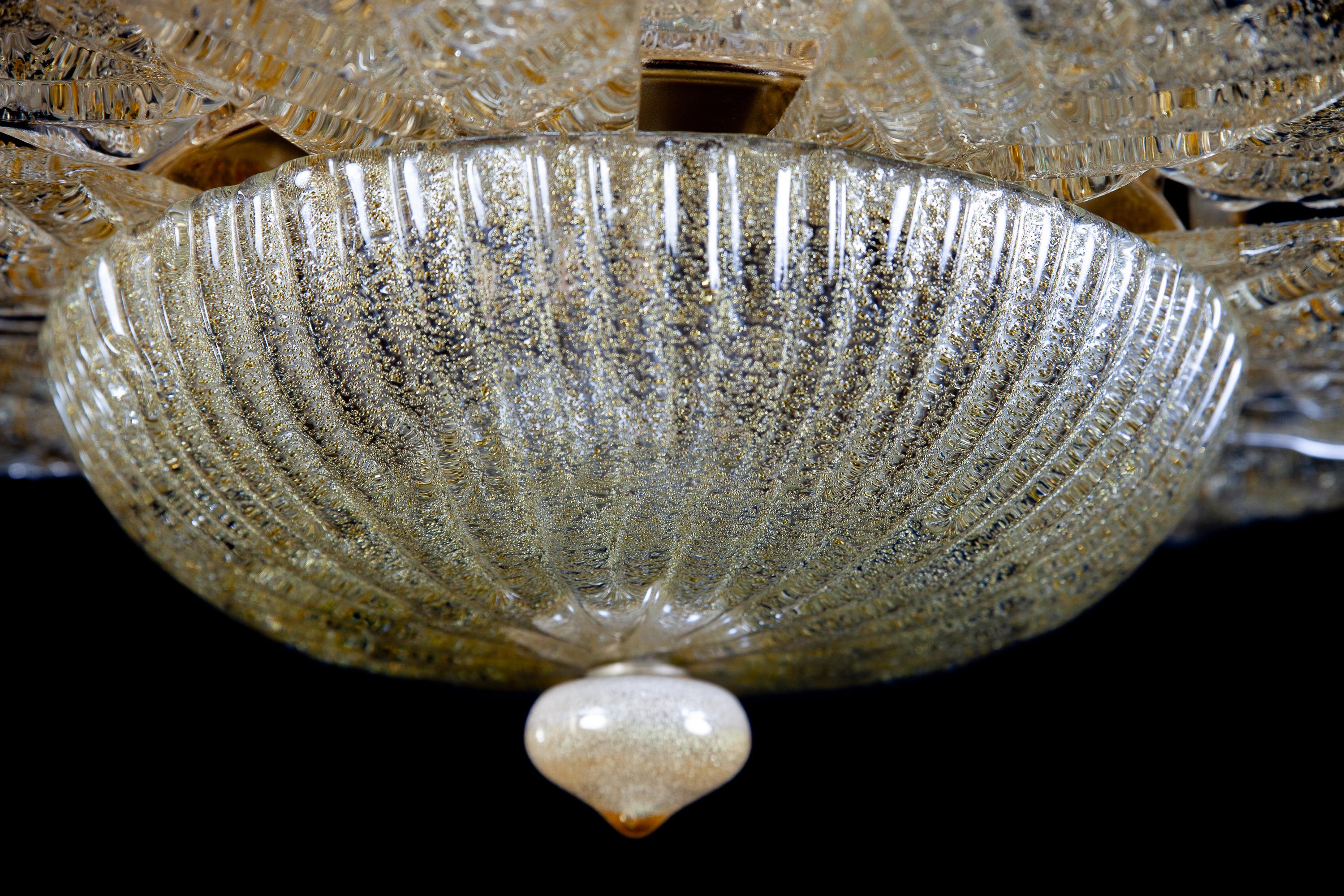 Mid-Century moderno Foglie da soffitto grandi Barovier & Toso Flush Mount  Murano, 1960 in vendita