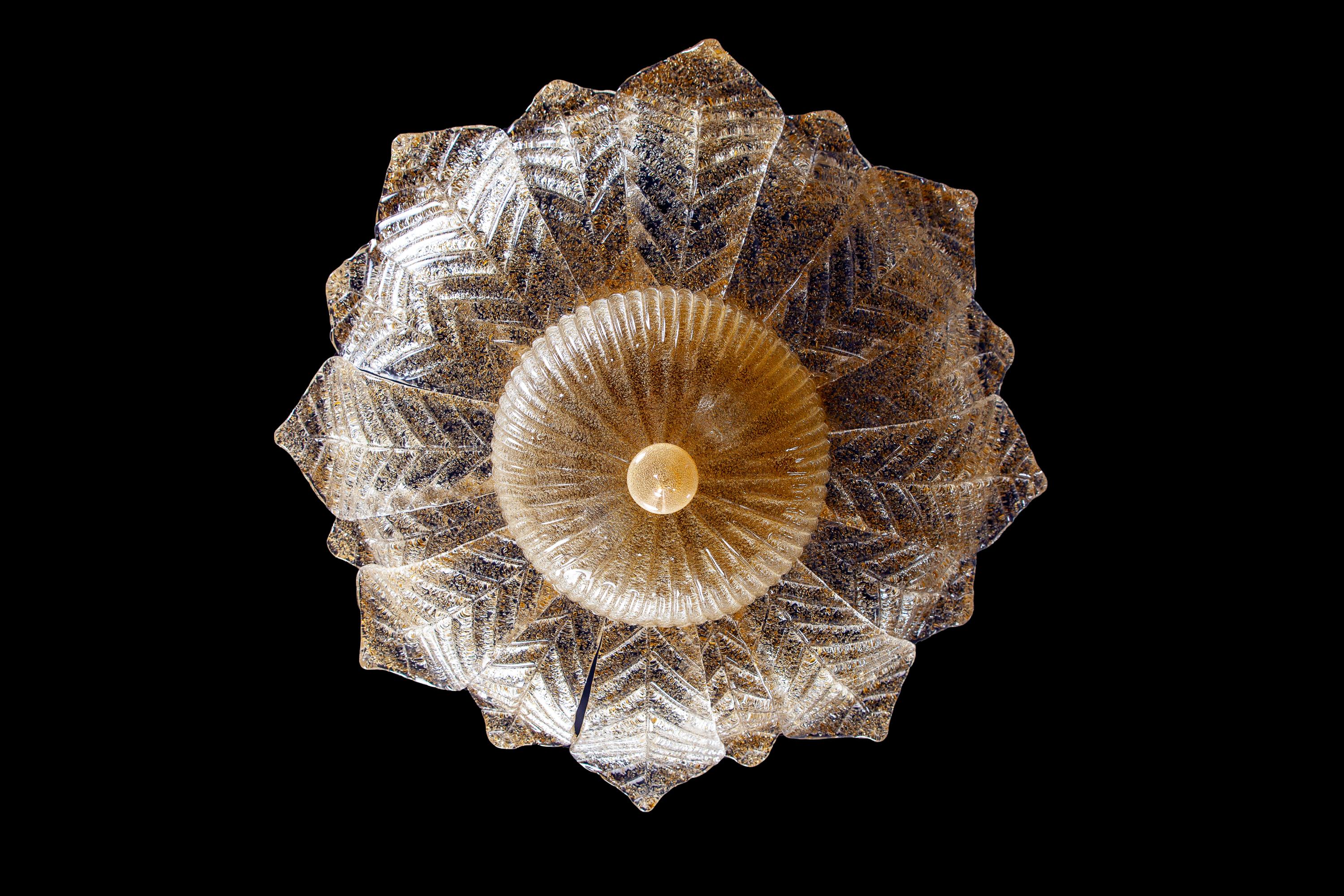 XX secolo Foglie da soffitto grandi Barovier & Toso Flush Mount  Murano, 1960 in vendita