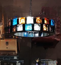 Large Ceiling Round Chandelier by Felipe Derflingher "Feders"