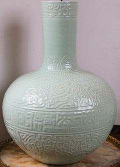 Large Celadon Bottle Neck Chinese Porcelain Vase