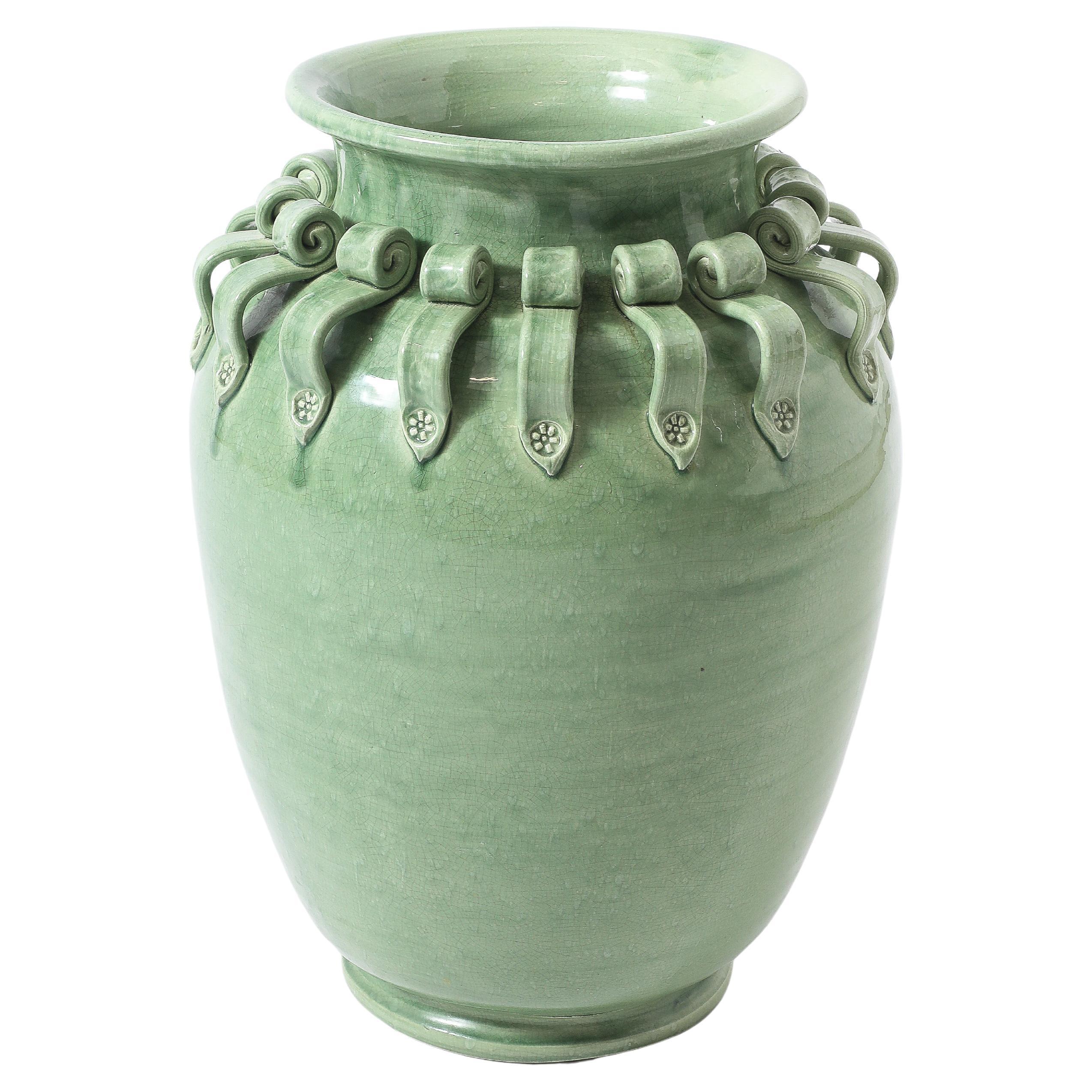 Grande vaso in ceramica celadon, USA, anni '20 in vendita