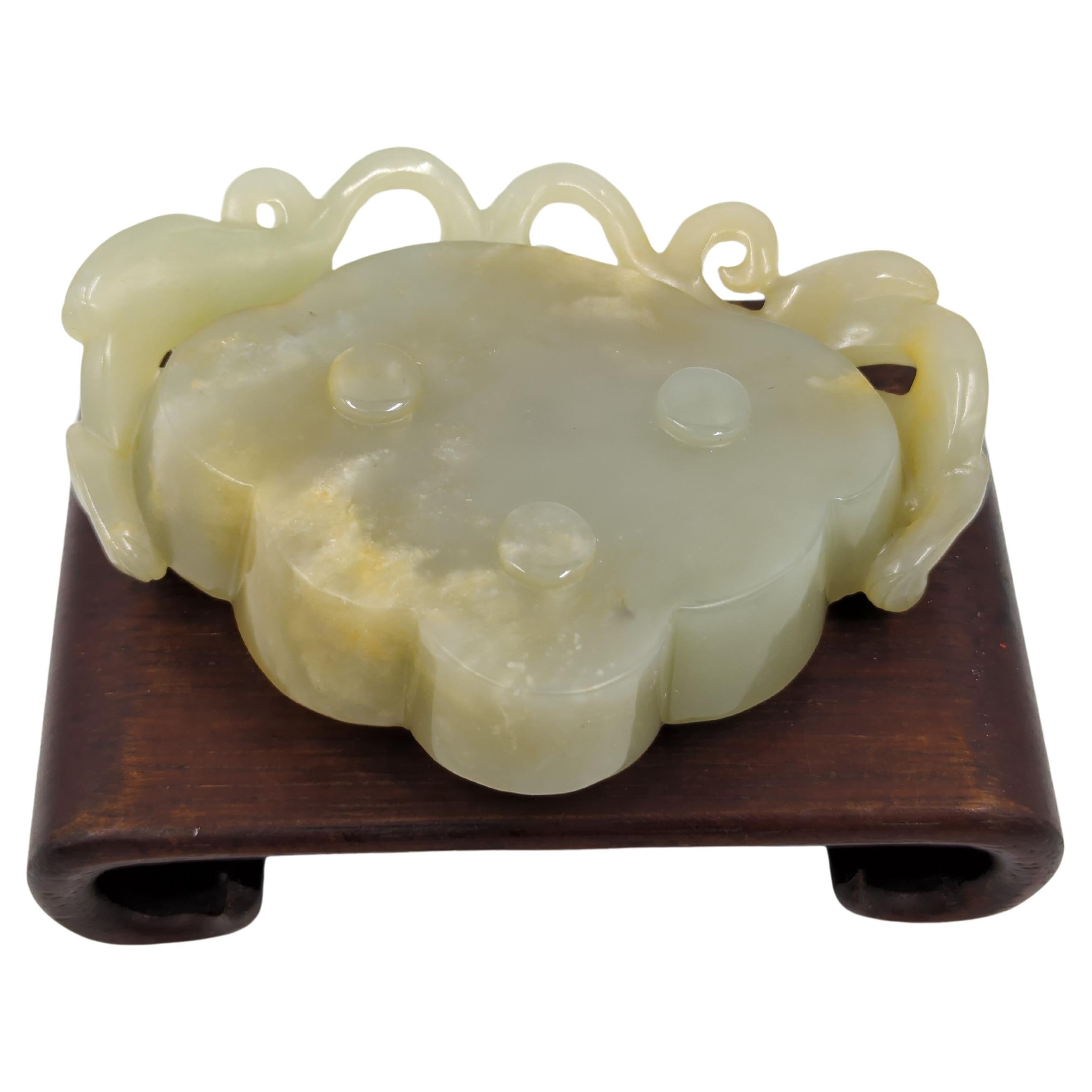 Large Antique Celadon Jade Ruyi Brush Wash Hand Carved Hydra Handles Qing 19c For Sale 6