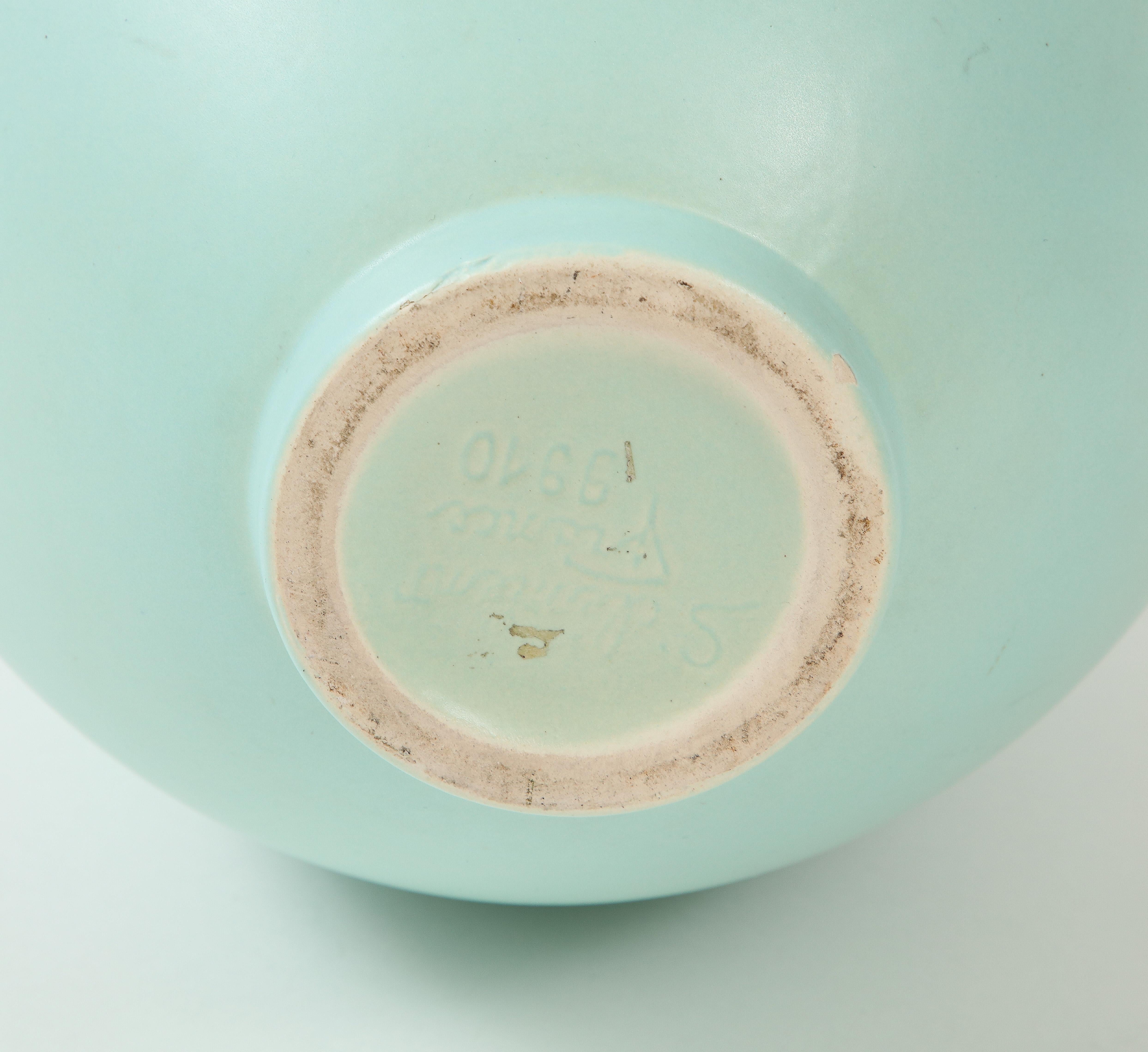 Large Celadon Saint Clément Vase, France, C.1940, Signed 4