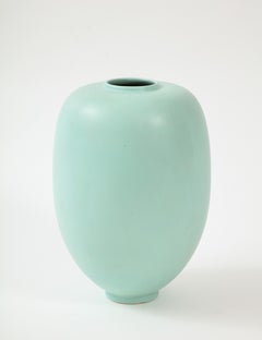 Large Celadon Saint Clément Vase, France, C.1940, Signed
