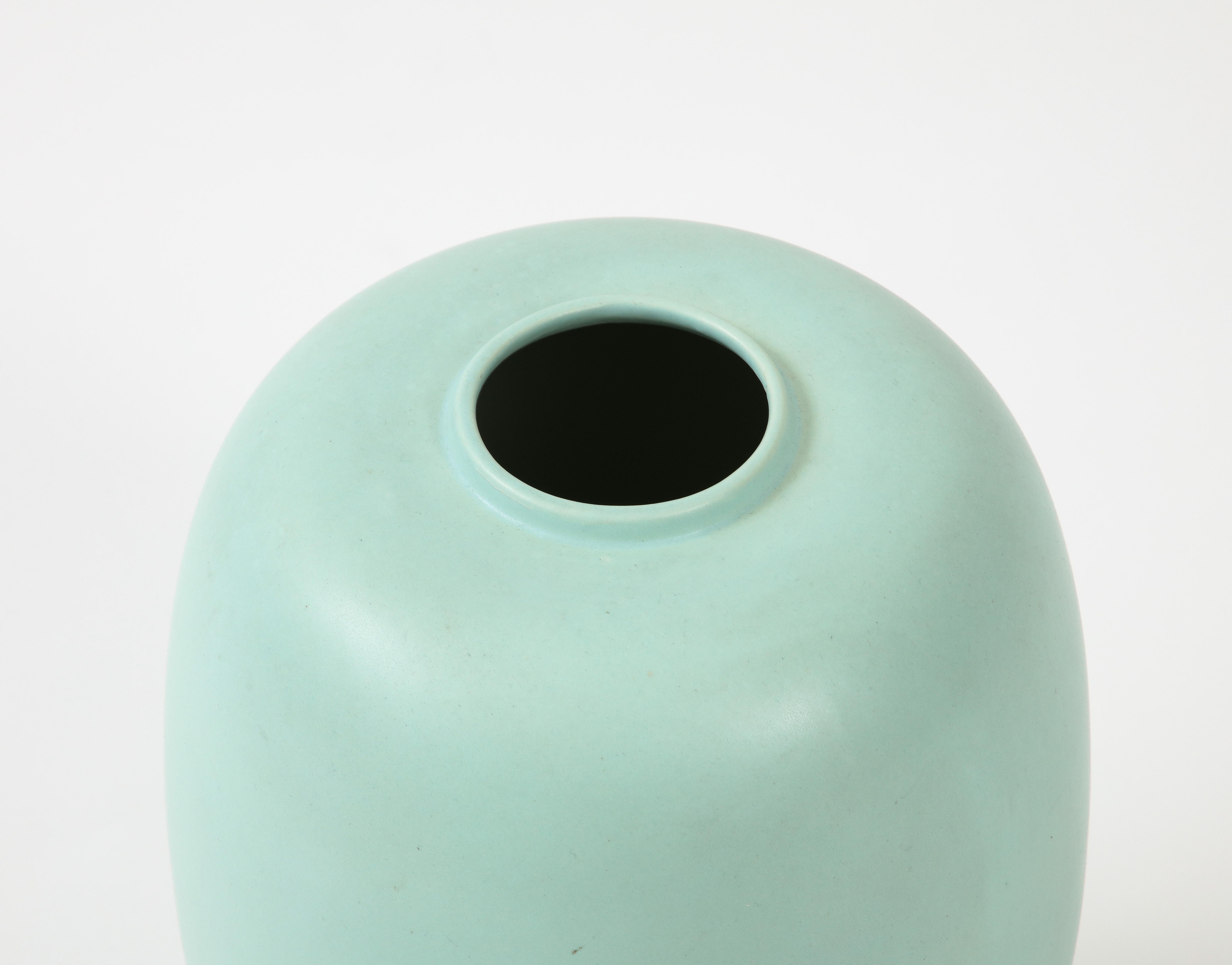Large Celadon Saint Clément Vase, France, C.1940, Signed In Good Condition In Brooklyn, NY