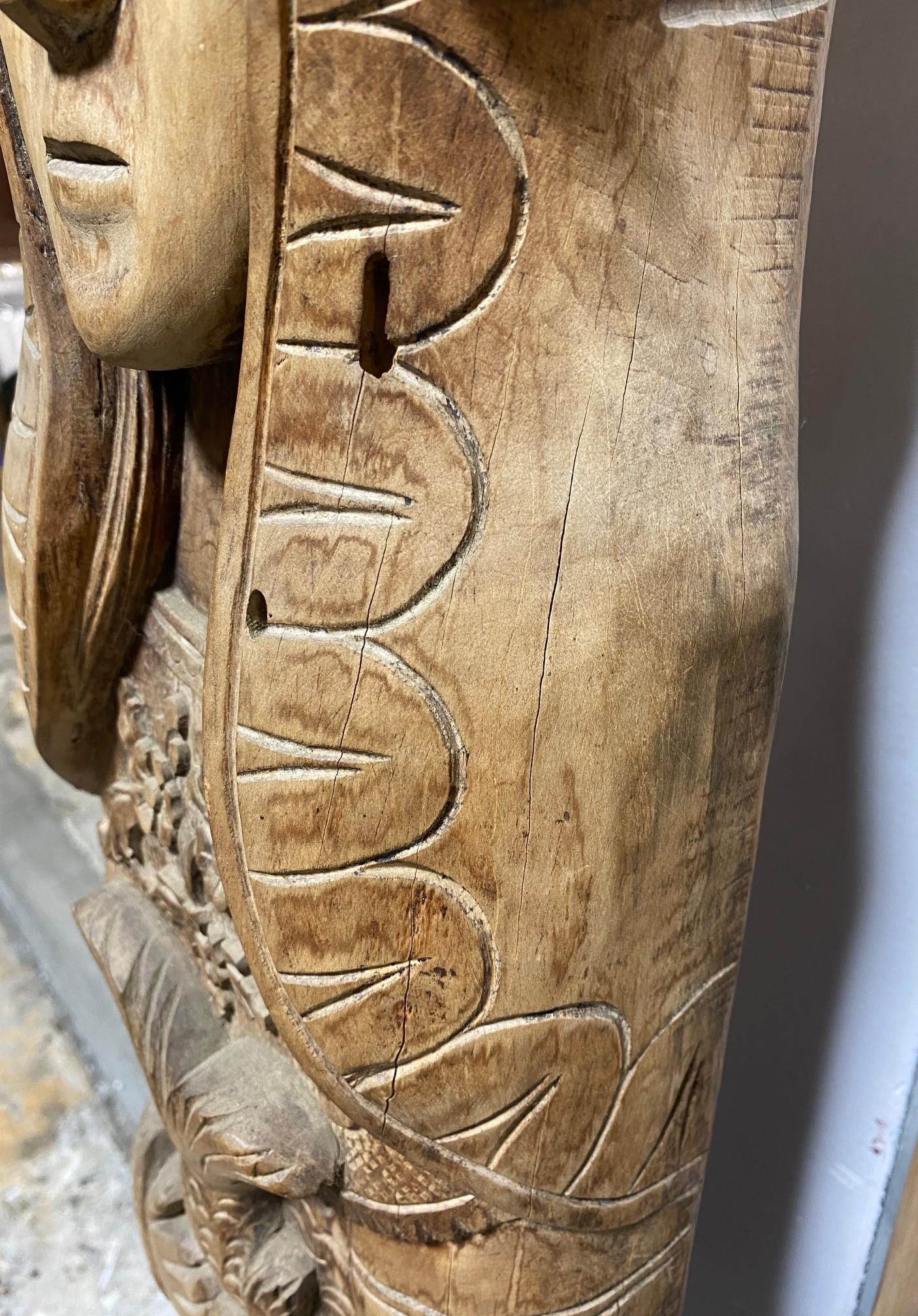 Large Celtic Norse Nordic Scandanavian Viking Wood Carved Folk Art Pagan Totem For Sale 8