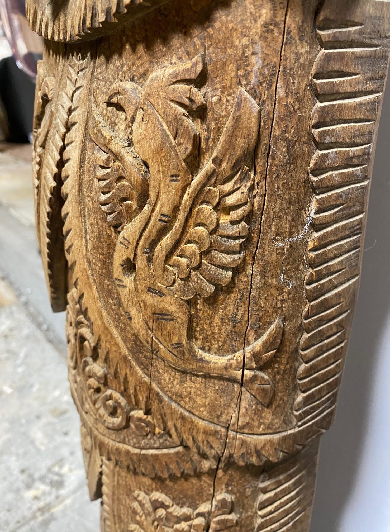 Gran Tótem Celta Nórdico Escandinavo Vikingo Madera Tallada Arte Popular Pagano 10