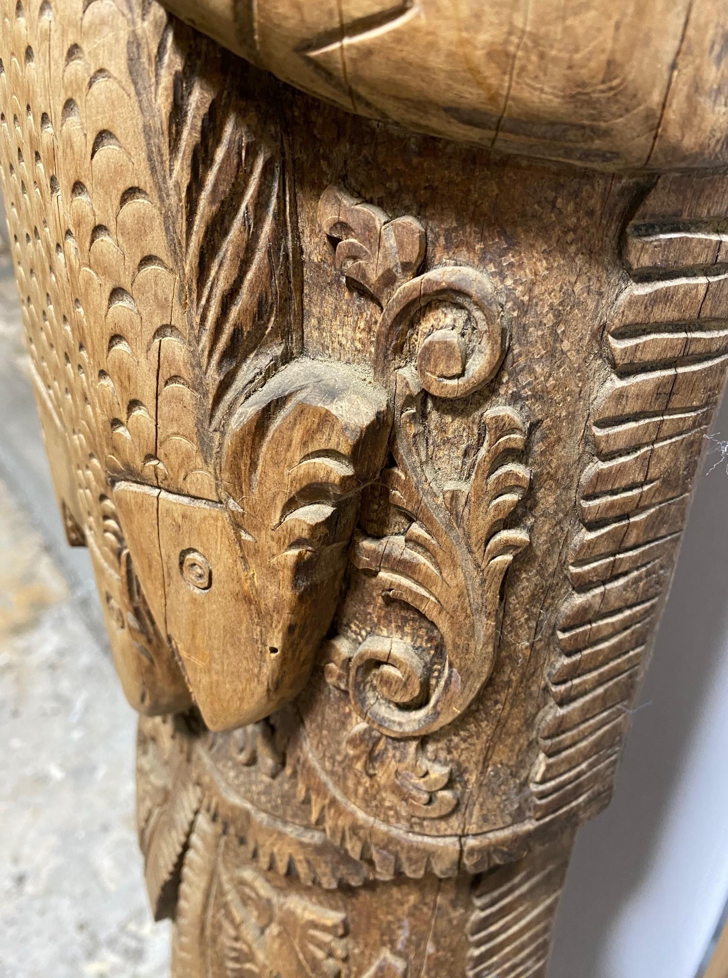 Gran Tótem Celta Nórdico Escandinavo Vikingo Madera Tallada Arte Popular Pagano 11