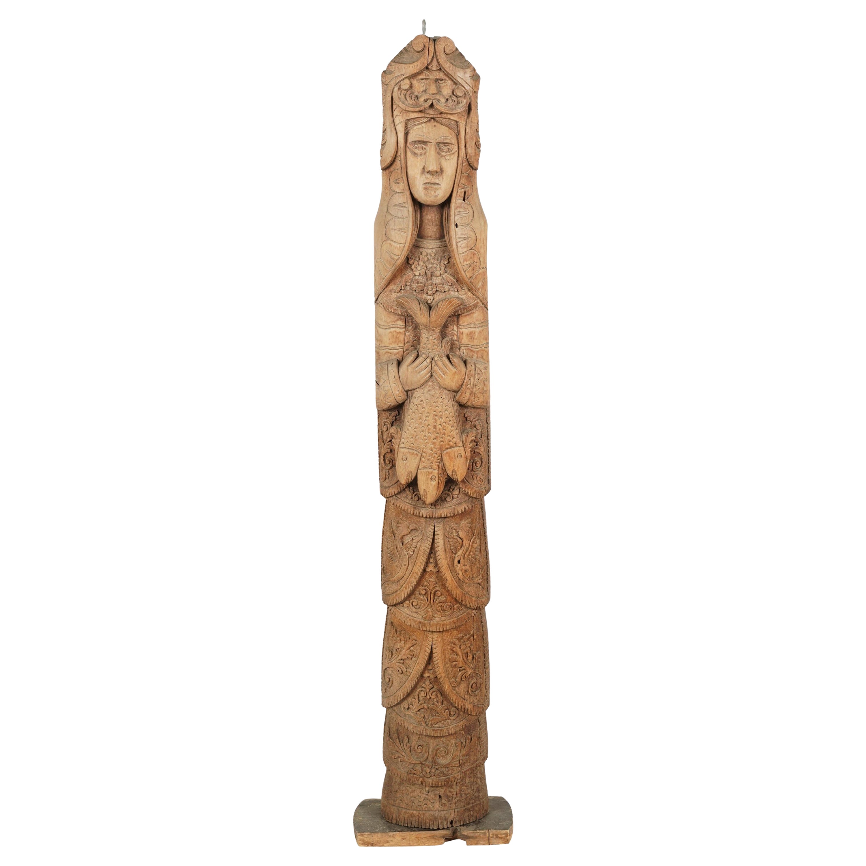 Large Celtic Norse Nordic Scandanavian Viking Wood Carved Folk Art Pagan Totem