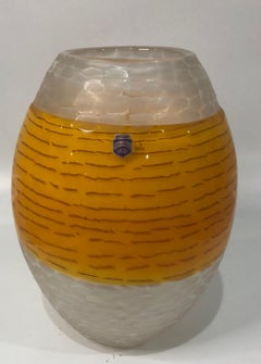 Large Cenedese Antonio da Ros Murano Art Glass Incalmo Battuto Vase Signed