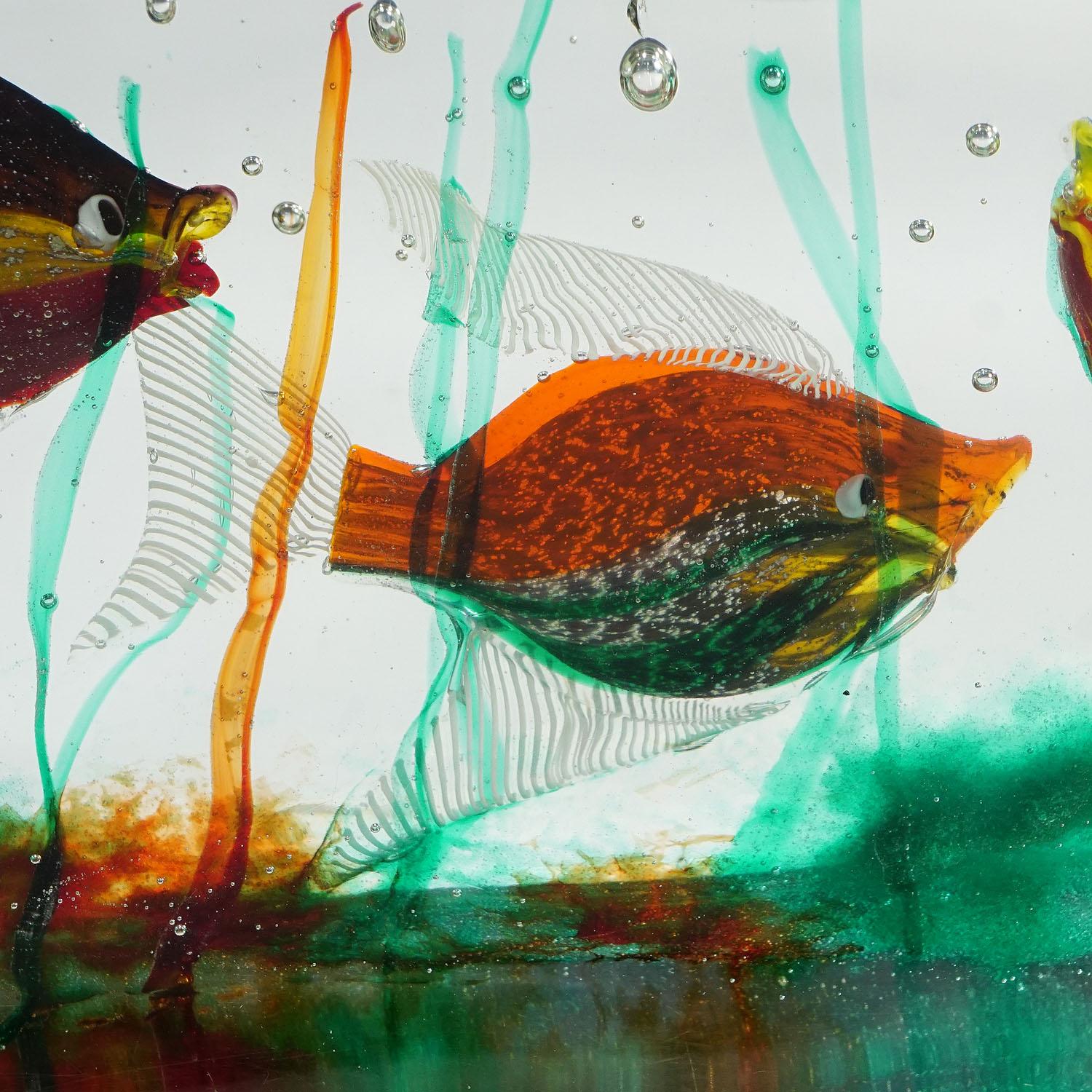 Large Cenedese Aquarium with Three Fishes, ca. 1960s 1