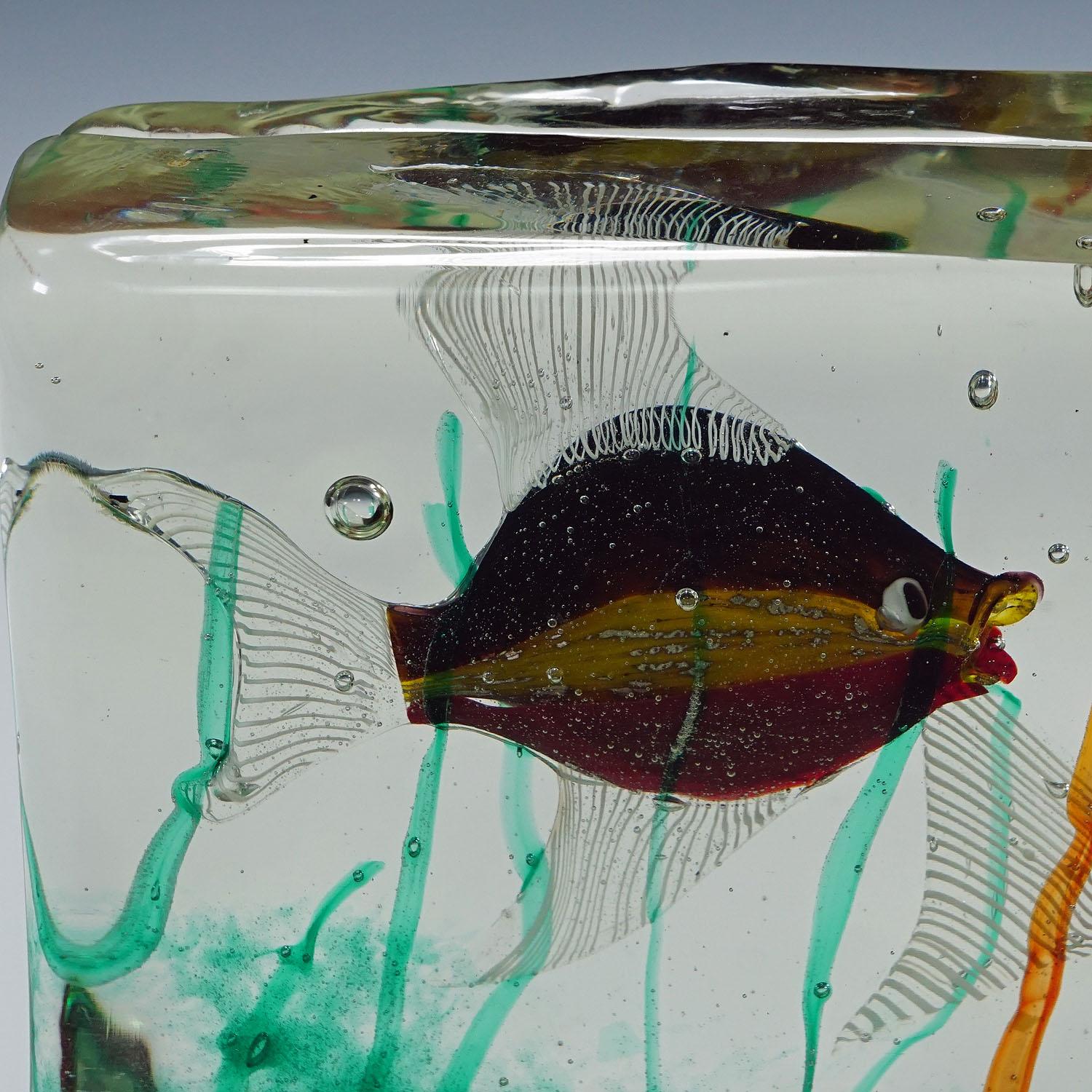 Large Cenedese Aquarium with Three Fishes, ca. 1960s 2