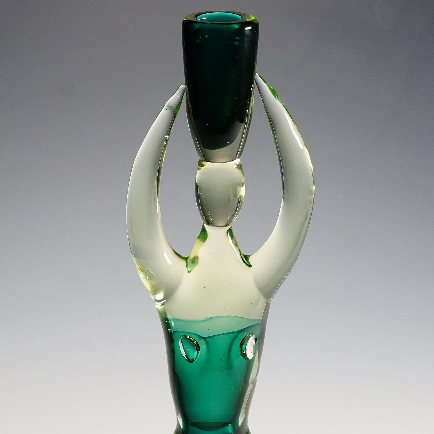 Italian Large Cenedese (attr.) Sommerso Glas Candle Stick designed by Antonio Da Ros For Sale