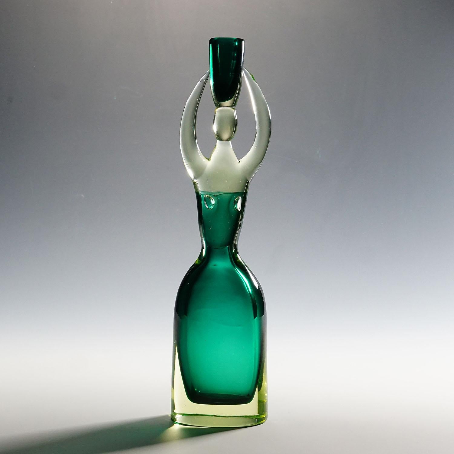 20th Century Large Cenedese (attr.) Sommerso Glas Candle Stick designed by Antonio Da Ros For Sale
