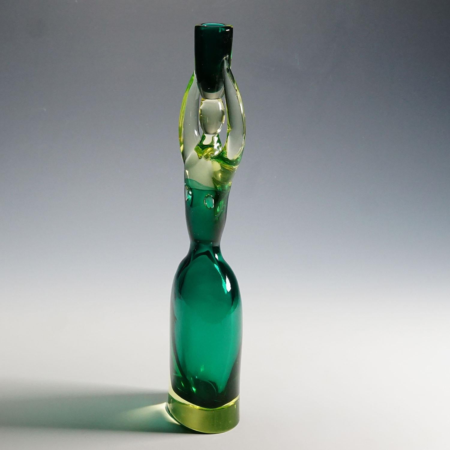 Large Cenedese (attr.) Sommerso Glas Candle Stick designed by Antonio Da Ros For Sale 1